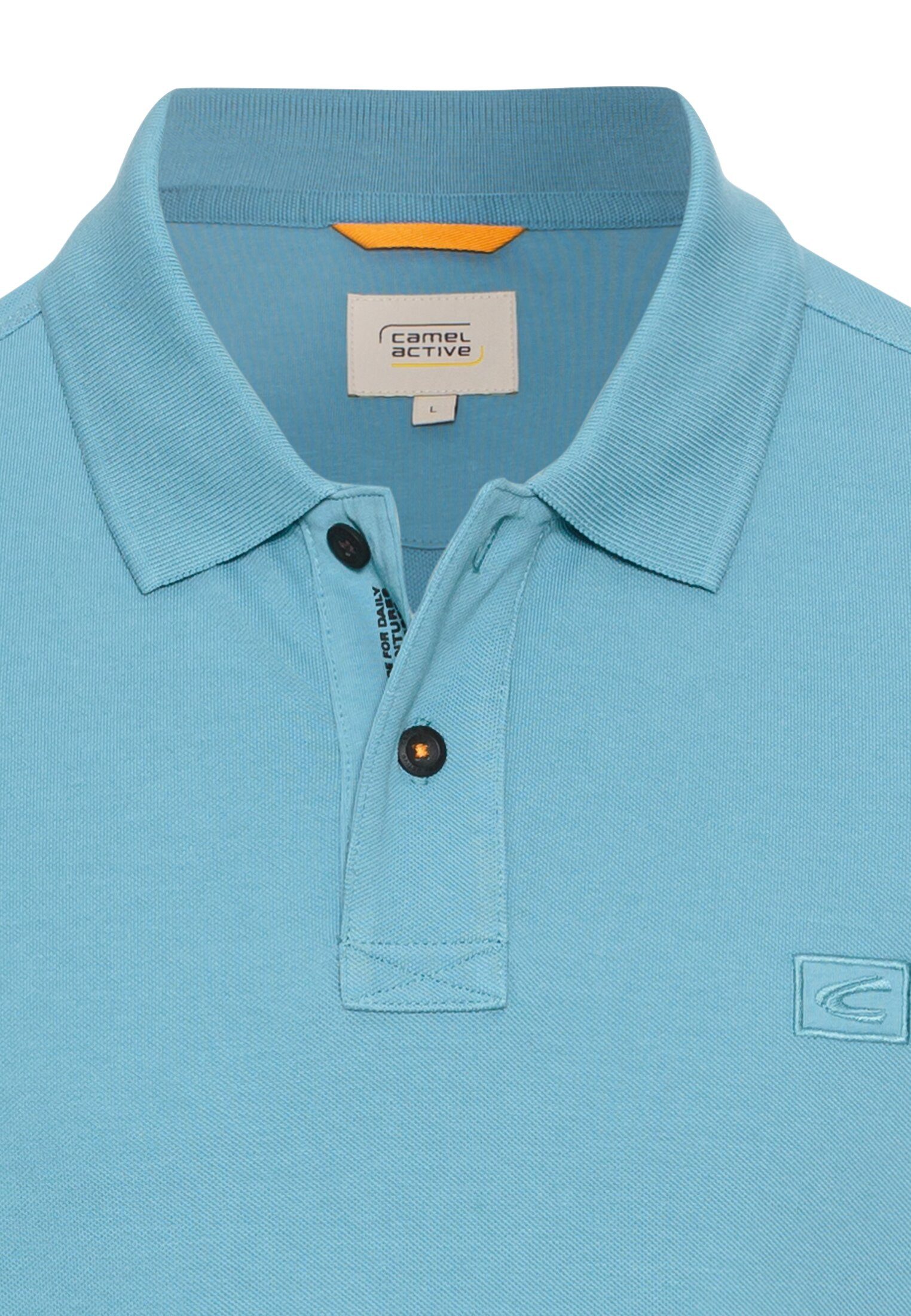 camel active Poloshirt normale Passform, Polokragen, 2-Knopf-Form, mit Logo-Stickerei