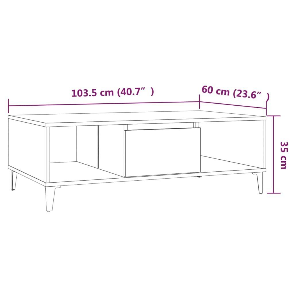 | Holzwerkstoff Eichen-Optik cm Eiche vidaXL Braune Braune 103,5x60x35 Braun Couchtisch Couchtisch Eiche (1-St)