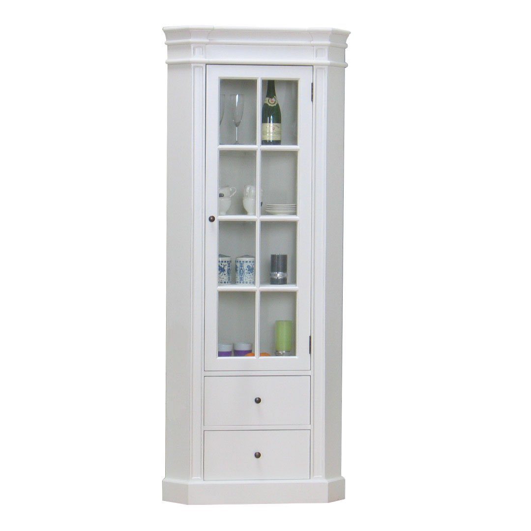 ebuy24 Vitrine Amaretta Eckschrank antik weiß, antik patiniert. B