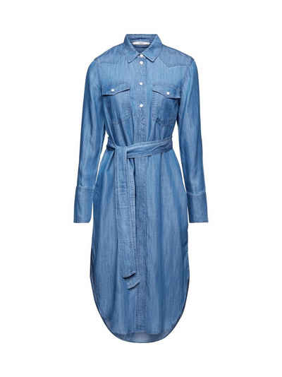 Esprit Midikleid Denim-Shirtkleid mit abnehmbarem Bindegürtel