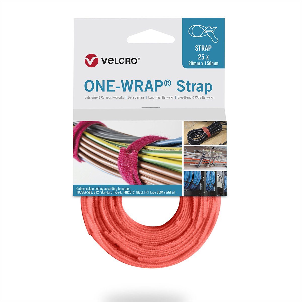VELCRO Kabelbinder One Wrap® Strap 20mm x 230mm, 25 Stück VEL-OW64611