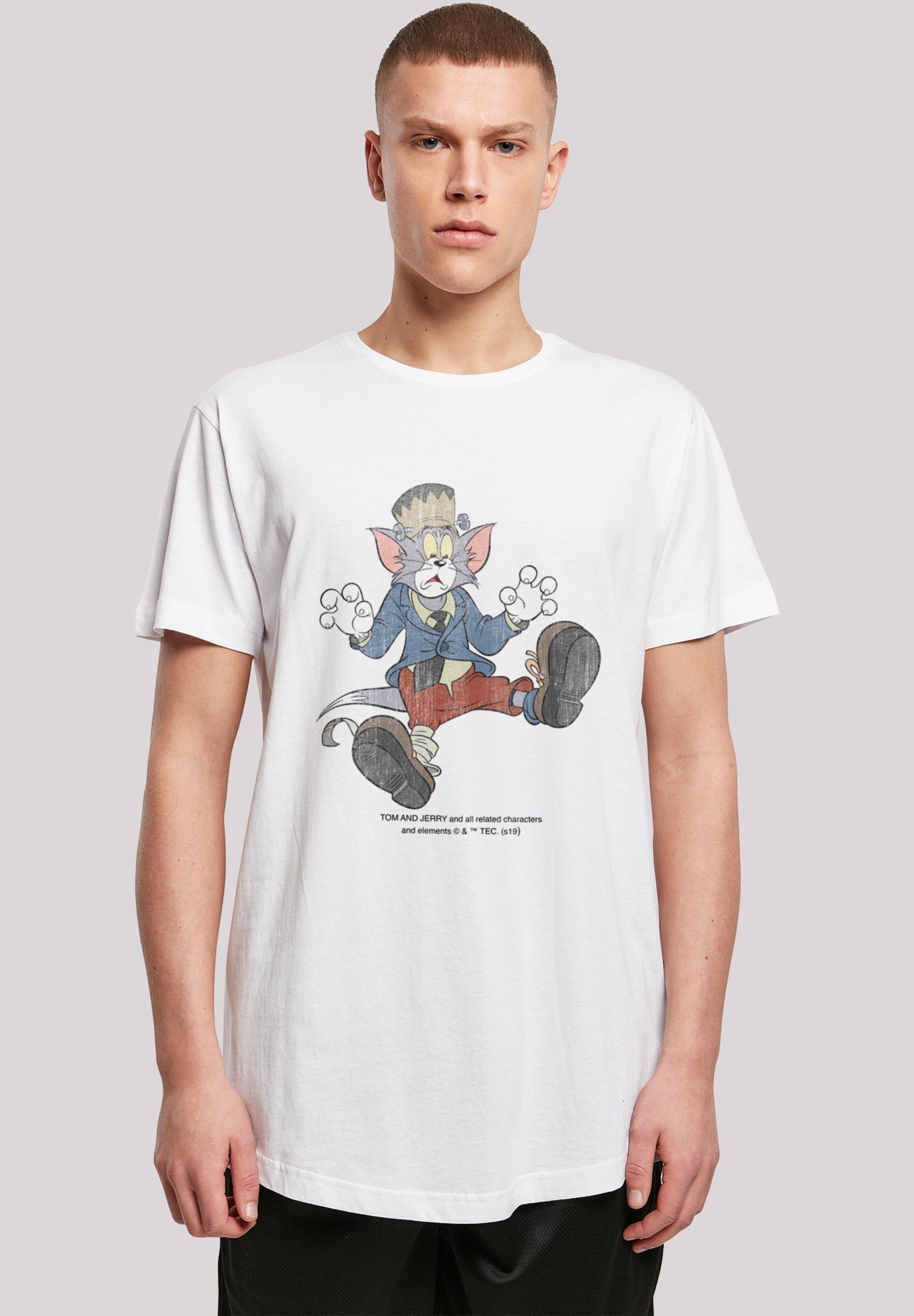F4NT4STIC T-Shirt Tom and Jerry TV Serie Faux Pocket Frankenstein Tom Print weiß