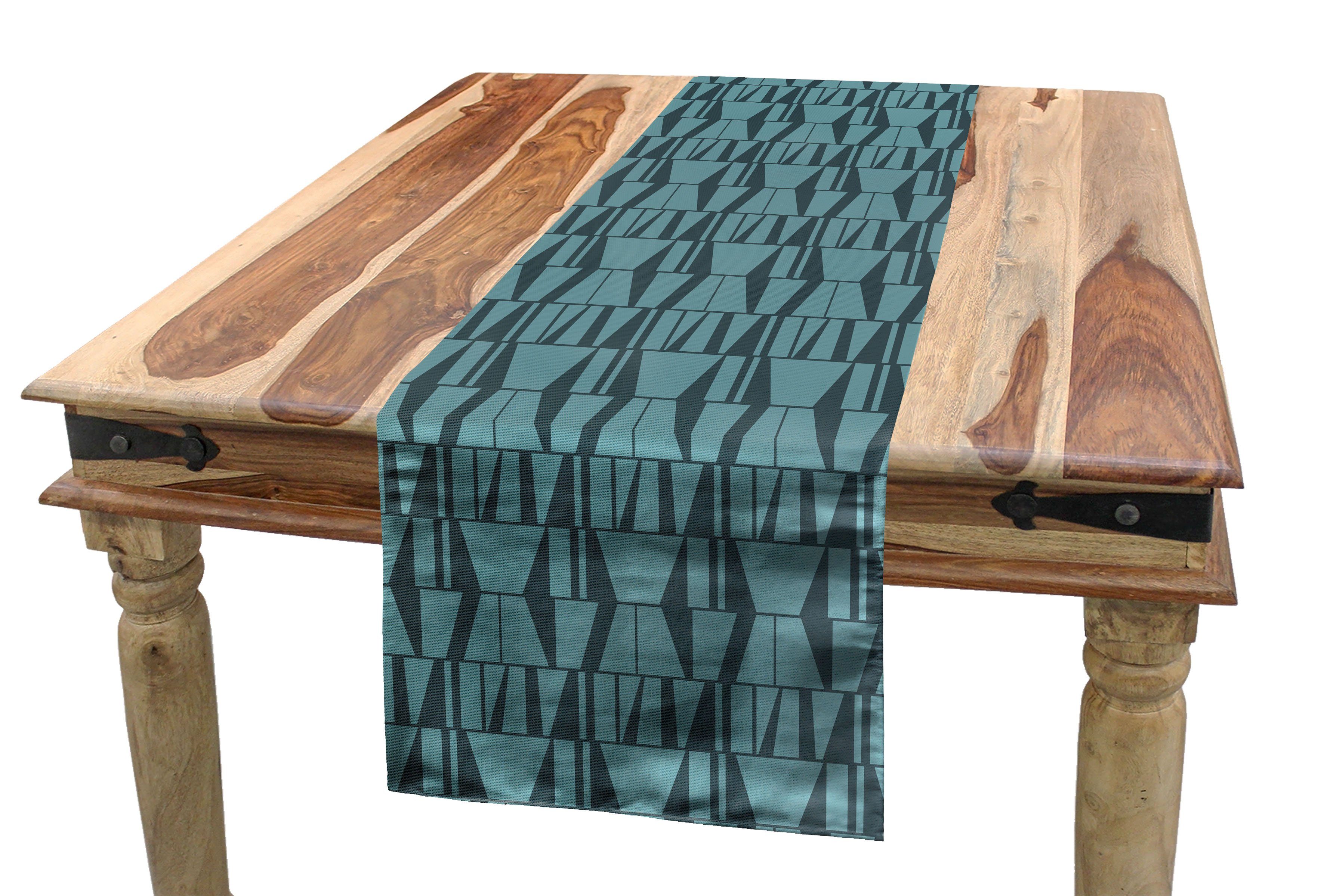 Quadrat Triangles Rechteckiger Tischläufer, Moderne Tischläufer Küche Blau Abakuhaus Dekorativer Esszimmer