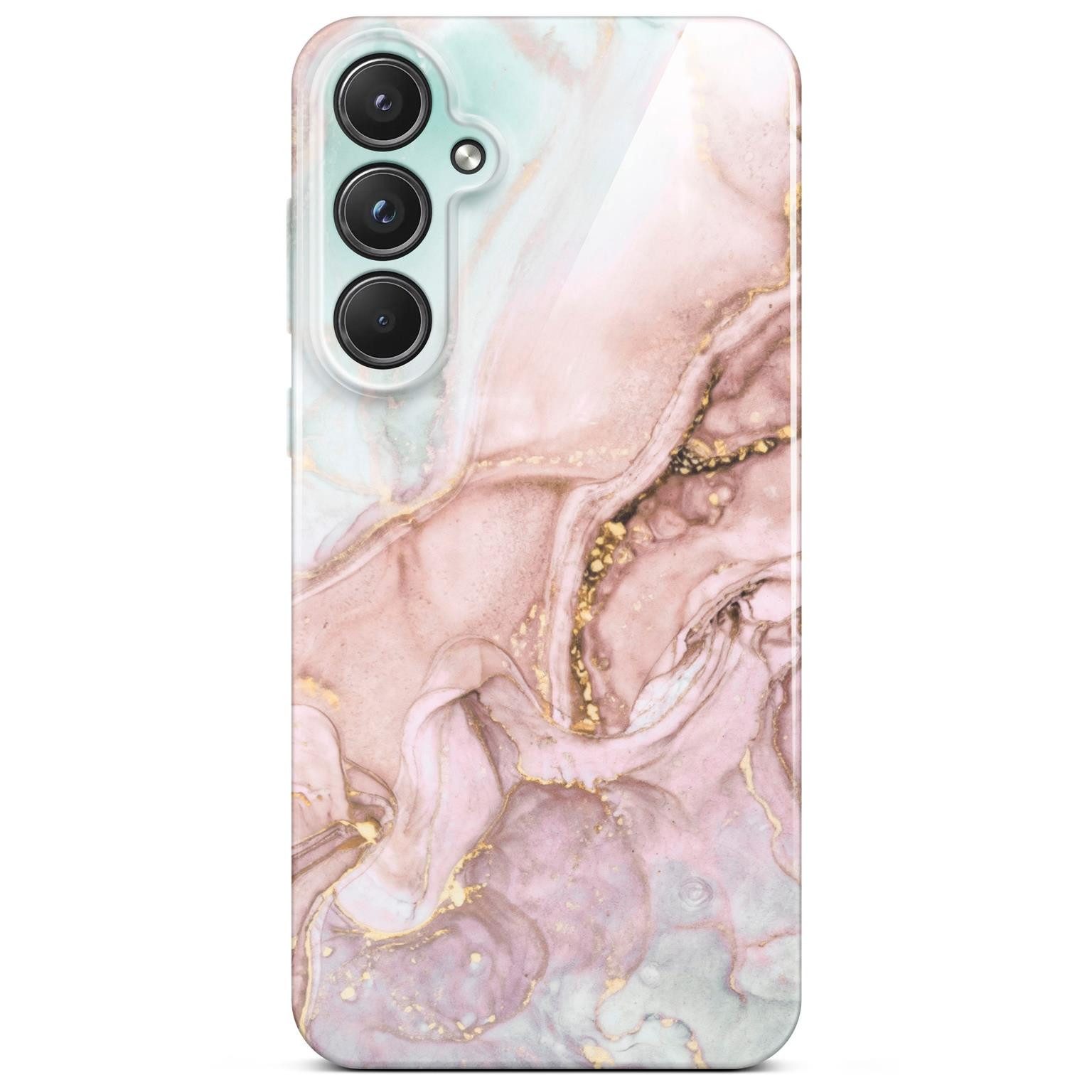 ONEFLOW Handyhülle für Samsung Galaxy A55 5G Hülle Marmor Bliss Cover Rosa Grau 6,5 Zoll, Handy Schutz Backcover Handytasche Case Schutzhülle mit Kameraschutz