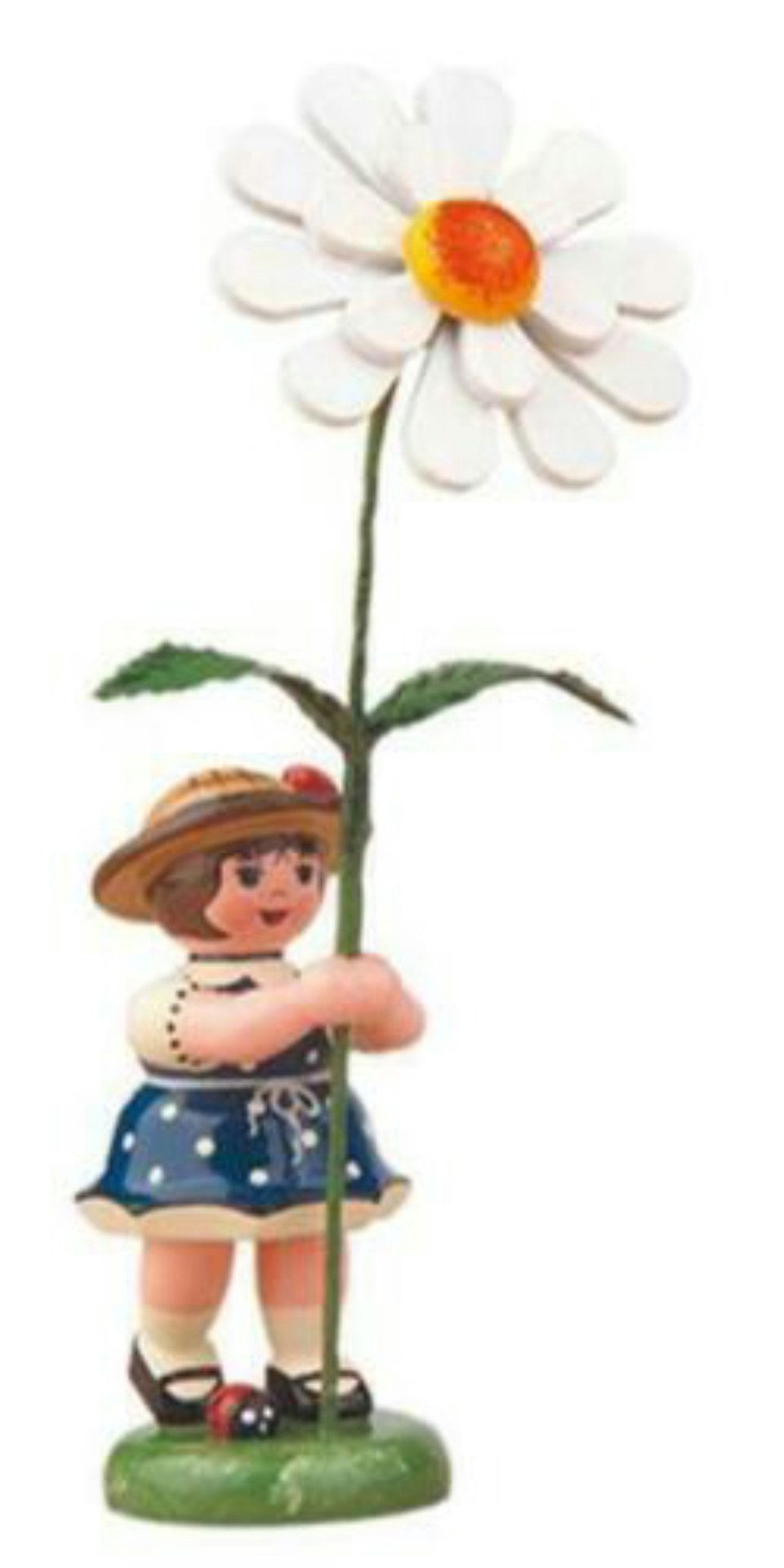 Hubrig Volkskunst Zschorlau Erzgebirge Sammelfigur Hubrig Blumenkind / Blumenmädchen mit Margerite