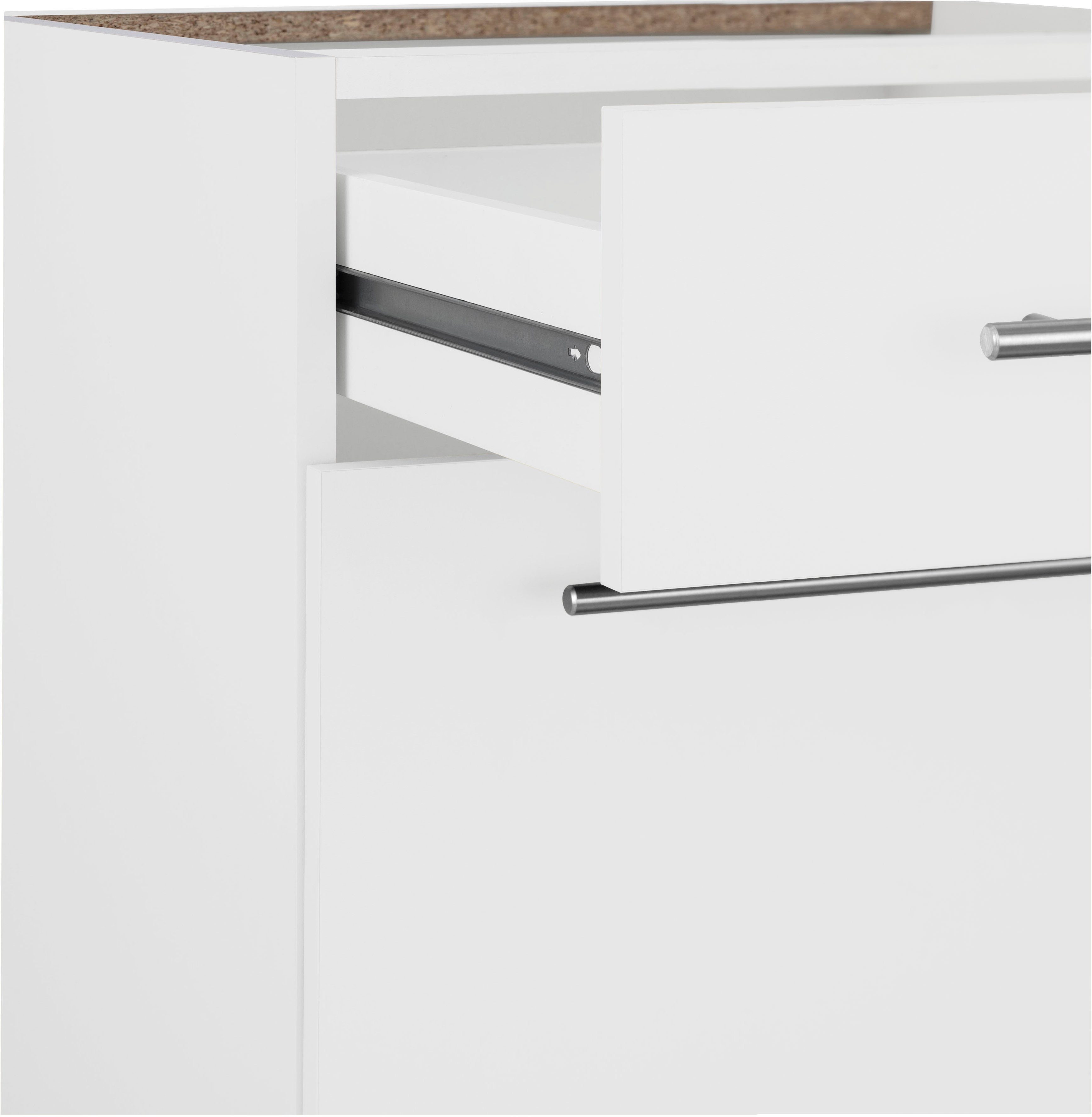 wiho Küchen Unterschrank Unna 60 cm Arbeitsplatte ohne weiß/weiß | breit, Weiß