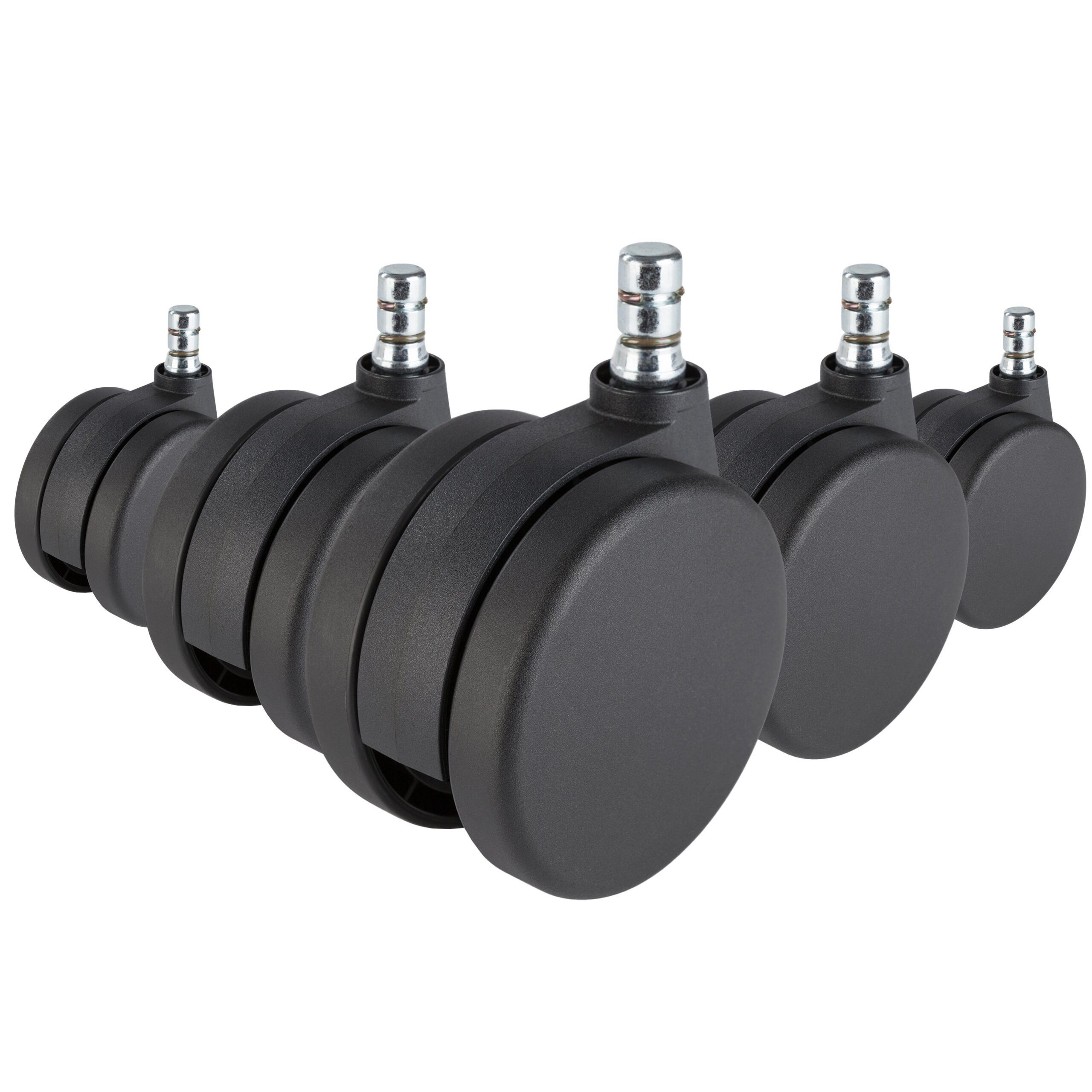 hjh OFFICE Stuhlrolle Stuhlrollen 5X Rolo No-Noise 11Mm/75Mm, (5er Pack), Teppichbodenrollen Bürostuhl, Rollen für Schreibtischstuhl