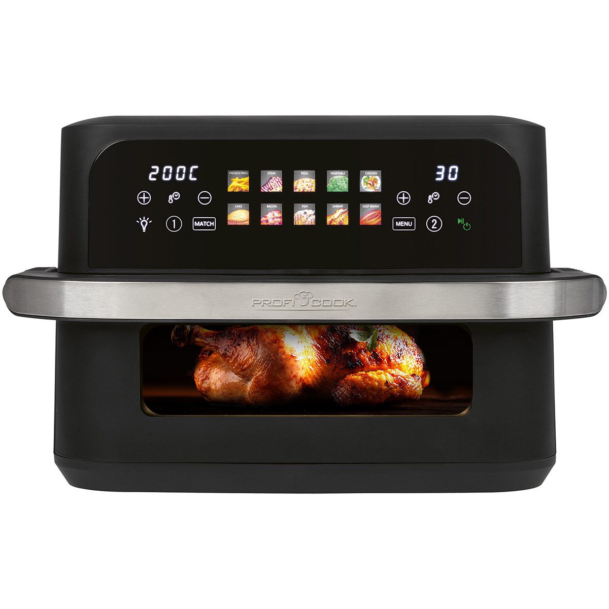 ProfiCook Heißluftfritteuse PC-FR 1313 H, XXL Heißluftfritteuse, 10L, Öl und Fettfrei