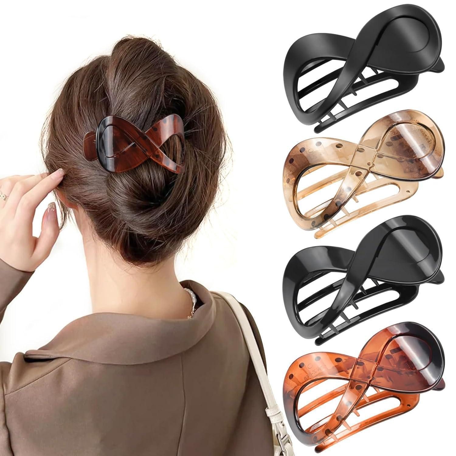 LuxusKollektion Haarklammer 4 Stück Große Haarspangen Damen Set Rutschfeste Hair Clips für Dickes