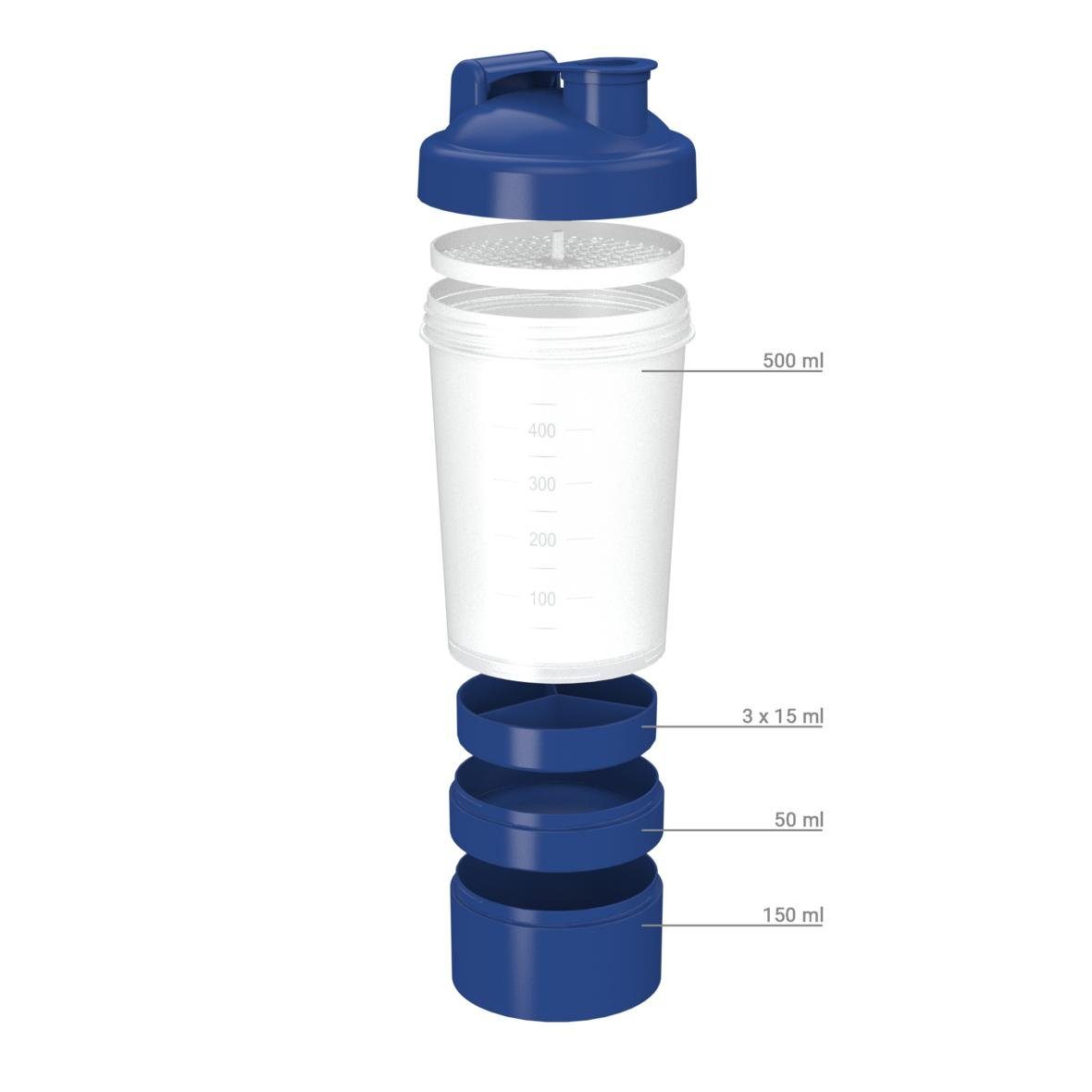Protein Shaker 400ml Fitness shaker mit 3 Fächern inkl. Sieb und Skala
