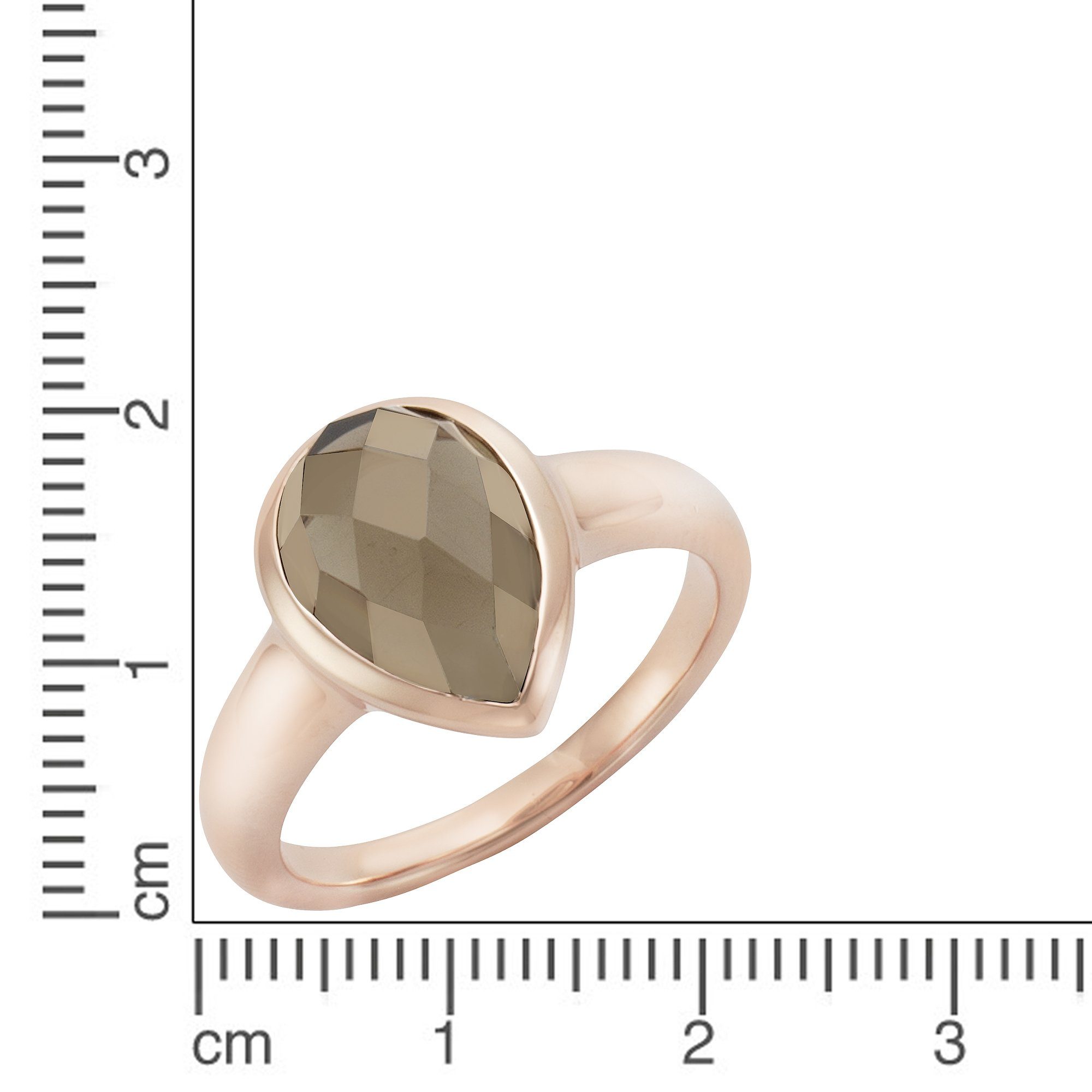 925 Rauchquarz Jamelli Fingerring rosé Silber vergoldet