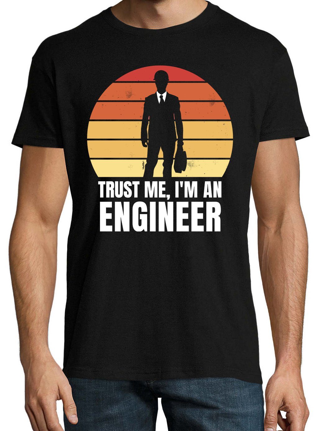 Frontdruck mit Schwarz Shirt Youth trendigem Ingenieur Designz T-Shirt Herren Engineer