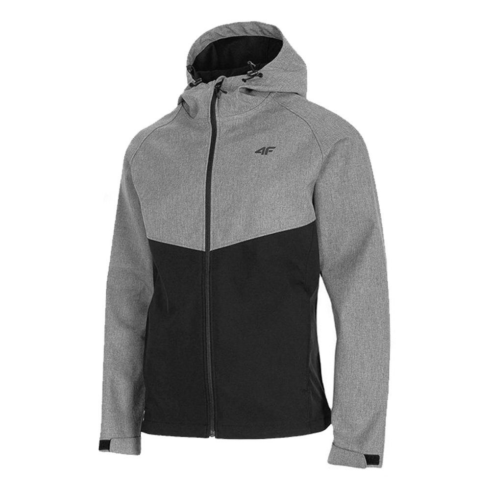 Hardshelljacke 4F - Herren Softshelljacke wasserdichte Outdoorjacke, grau schwarz
