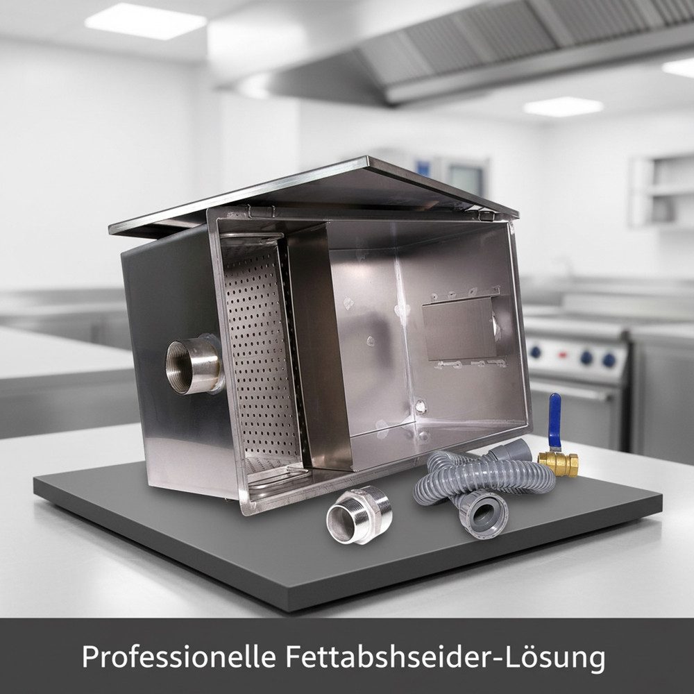 Melko Fetttrennkanne Ölabscheider Fettabscheider 40L aus Edelstahl Abwasser Fettseparator, Edelstahl, (Stück), Trennt Öl und Wasser präzise