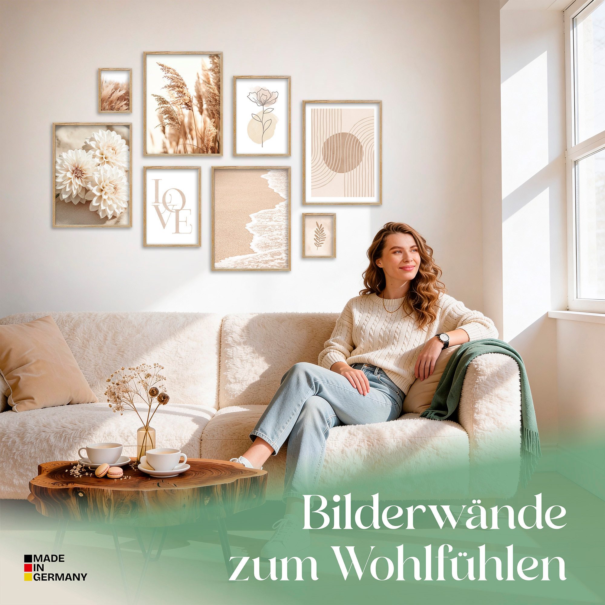 ARTFAVES Bilder-Collage Poster Set Beige Softness I mehrteilige Bilderwand I Wandbilder Beige, (Wandbilder modern, 8 St) – Bild 2 von 5