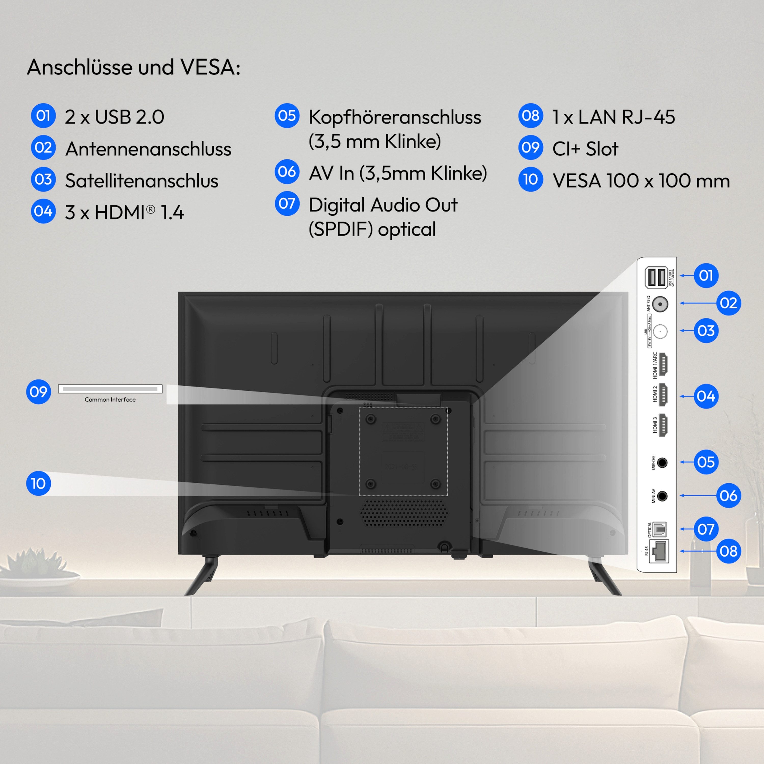 Medion® MD832102 LCD-LED Fernseher (80 cm/32 Zoll, 1080p Full HD, Smart-TV, Netflix, HBO Max, Prime Video, Disney+, Magenta TV, AppleTV, WOW)