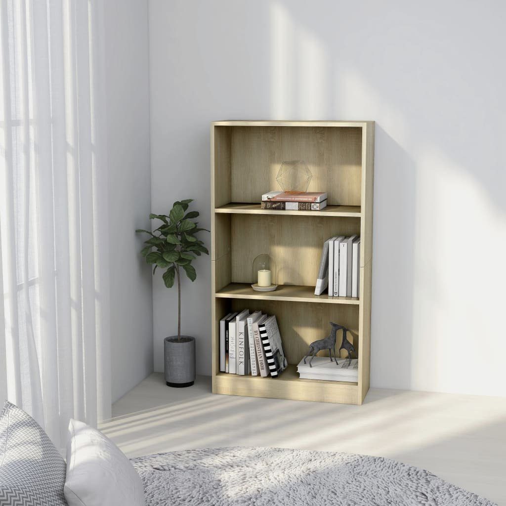 furnicato Bücherregal 3 Fächer Sonoma-Eiche 60x24x109 cm Holzwerkstoff