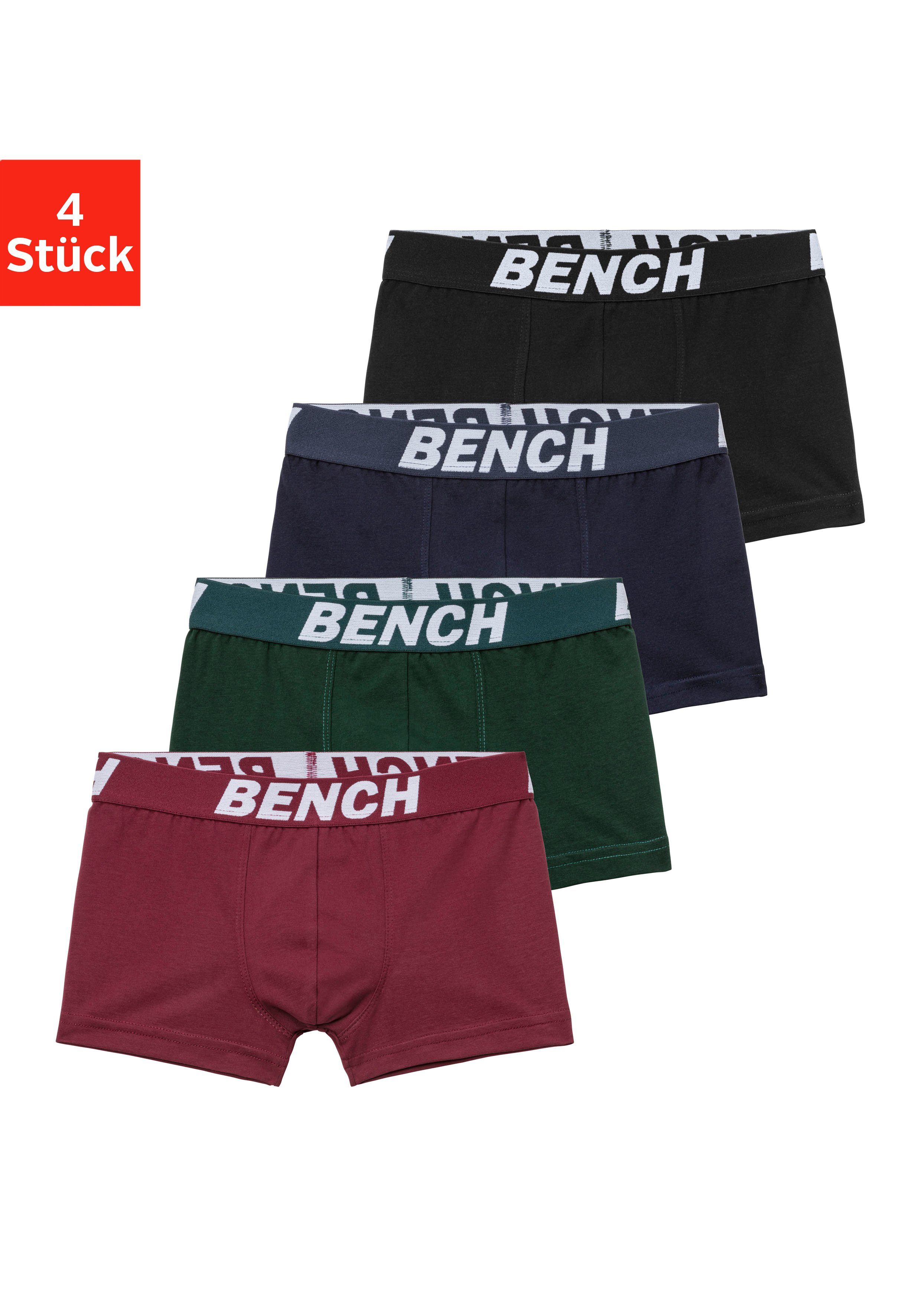 Bench. Boxer (Packung, 4-St) für Jungen mit Bench Schriftzug im Bund bordeaux, petrol, navy, schwarz