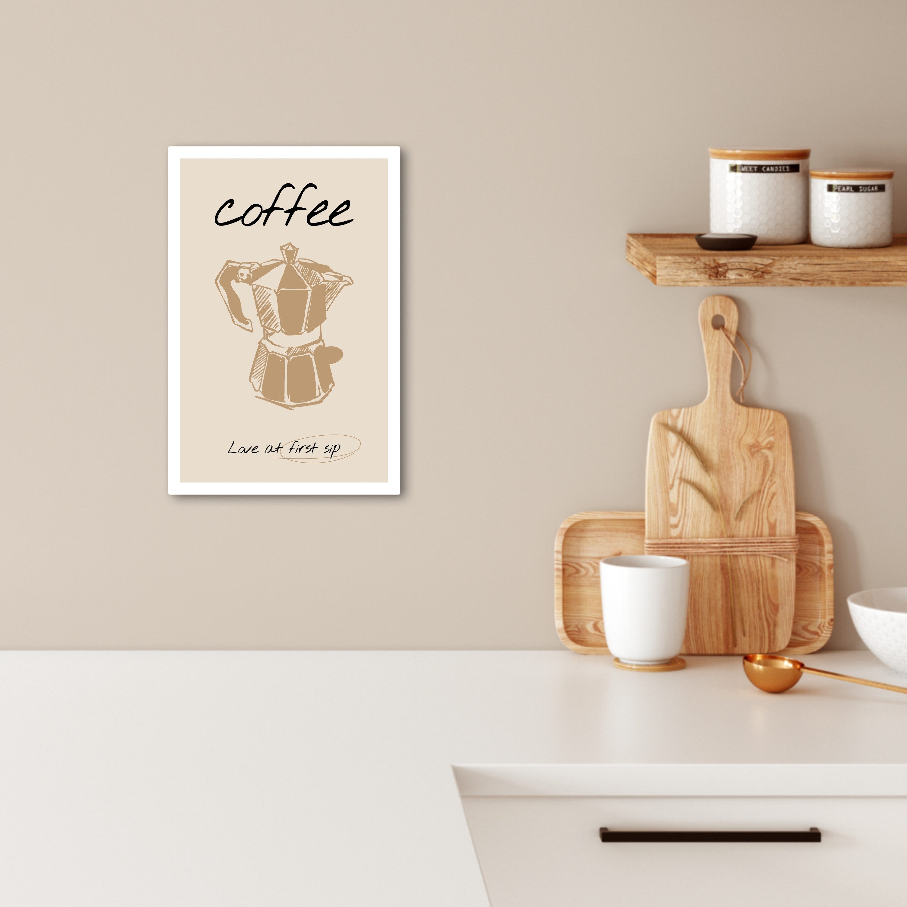 OneMillionCanvasses® Leinwandbild Kaffee - Zitat - Beige - Abstrakt - Quote, Fotodruck (1 St), Wandbilder für Esszimmer, Wanddeko Bilder Küche, 20x30 cm – Bild 2 von 3