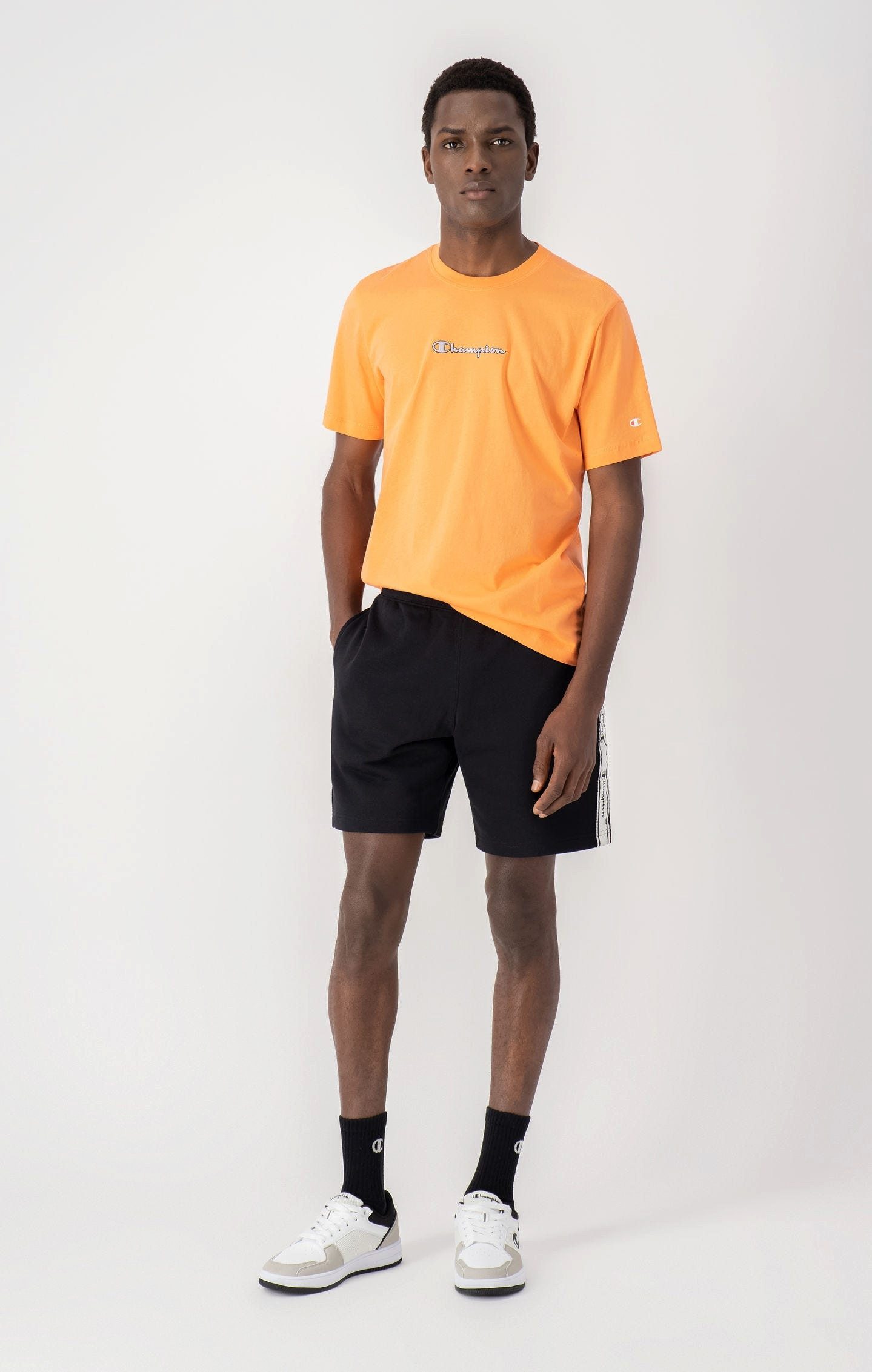 Champion Bermudas Freizeithose (Baumwolle) kurz Jacquardpaspel schwarz Herren