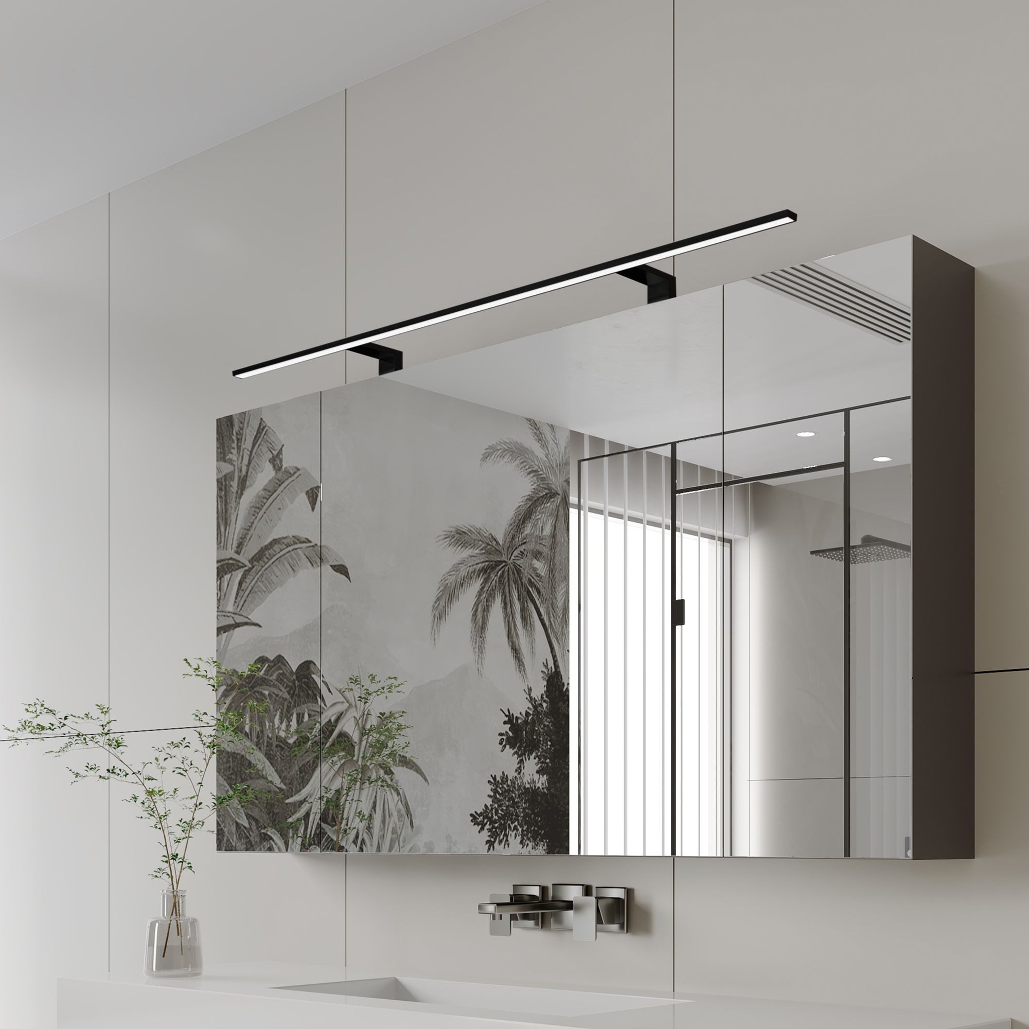 kalb LED Spiegelleuchte 120cm Spiegelleuchte Spectraline LED IP44 Badleuchte 18W 230V, Schwarz, neutralweiß