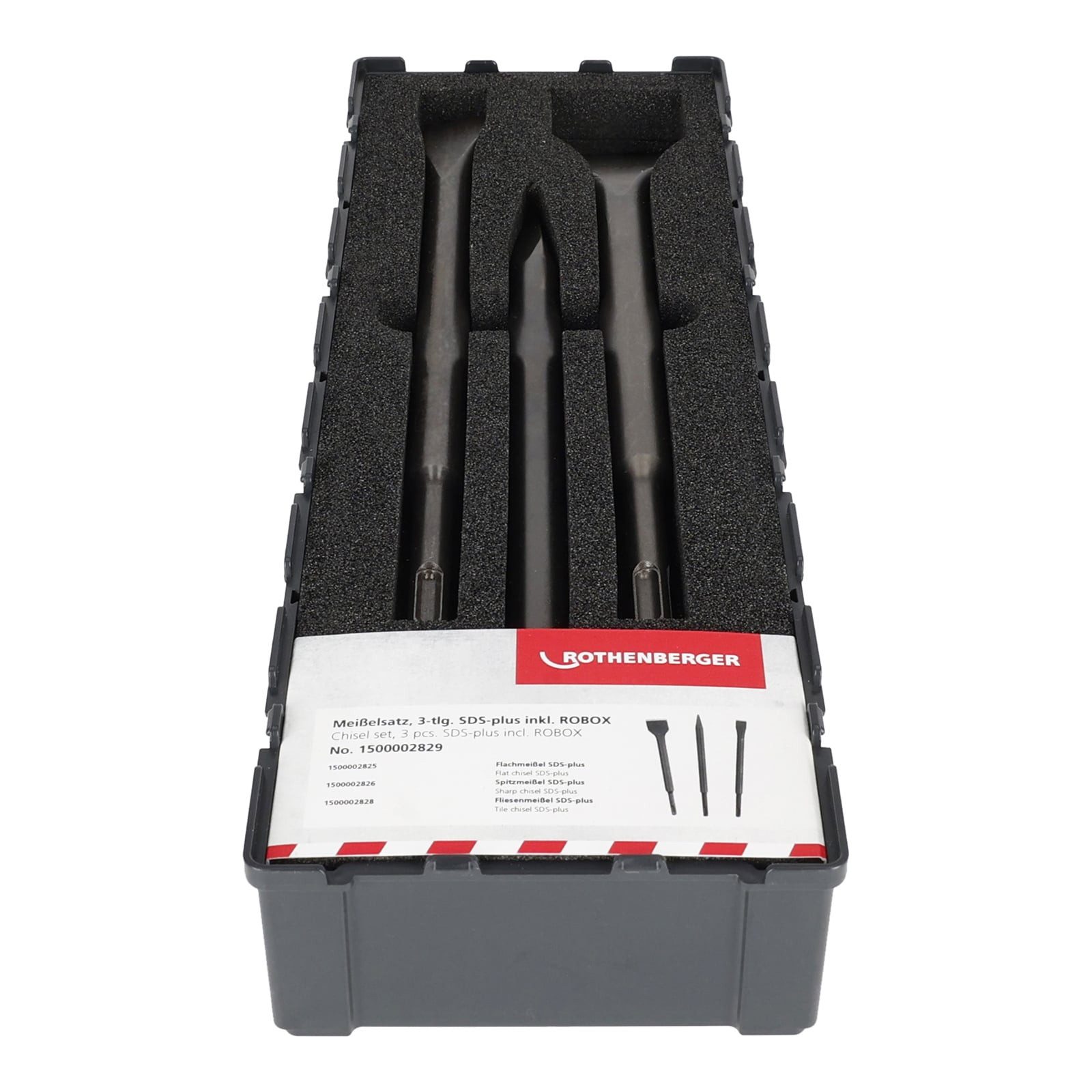 SDS PLUS Meißel Satz Set 5-teilig Spitz – Flach – Spat – gebogen – Kanal