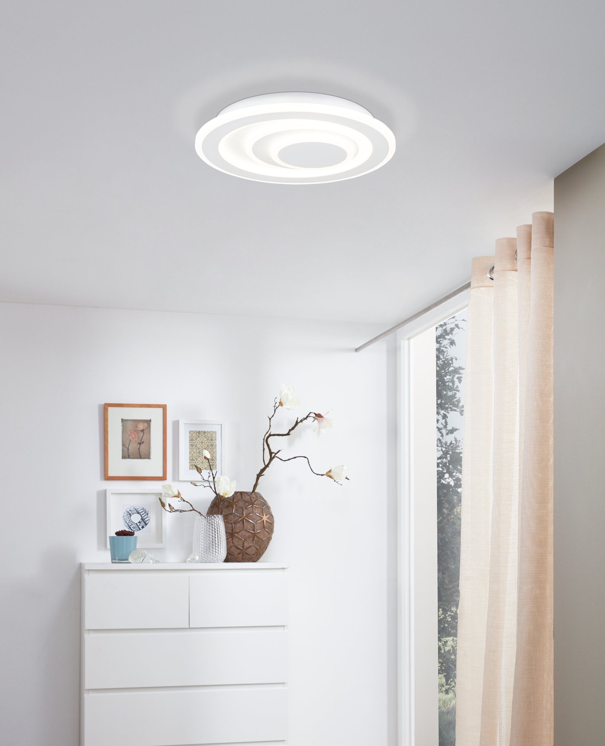 EGLO LED Deckenleuchte Palagiano 1, Leuchtmittel inklusive, LED-Deckenleuchte Weiß Ø30cm 2100lm