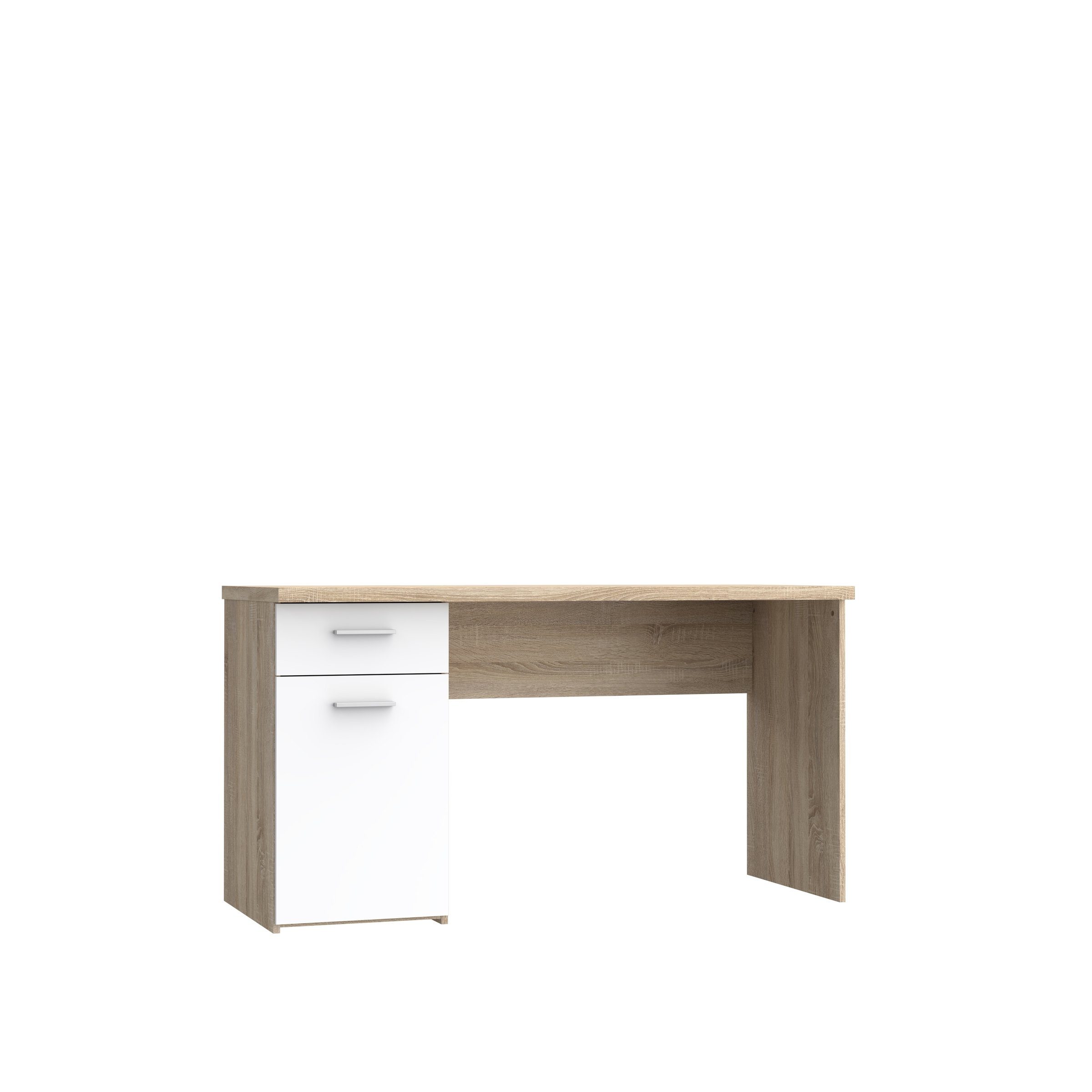 Eiche/weiß einer (BxHxT: und in Tür 140x76,5x60 cm), Balu einer mit freiraum Schublade Schreibtisch