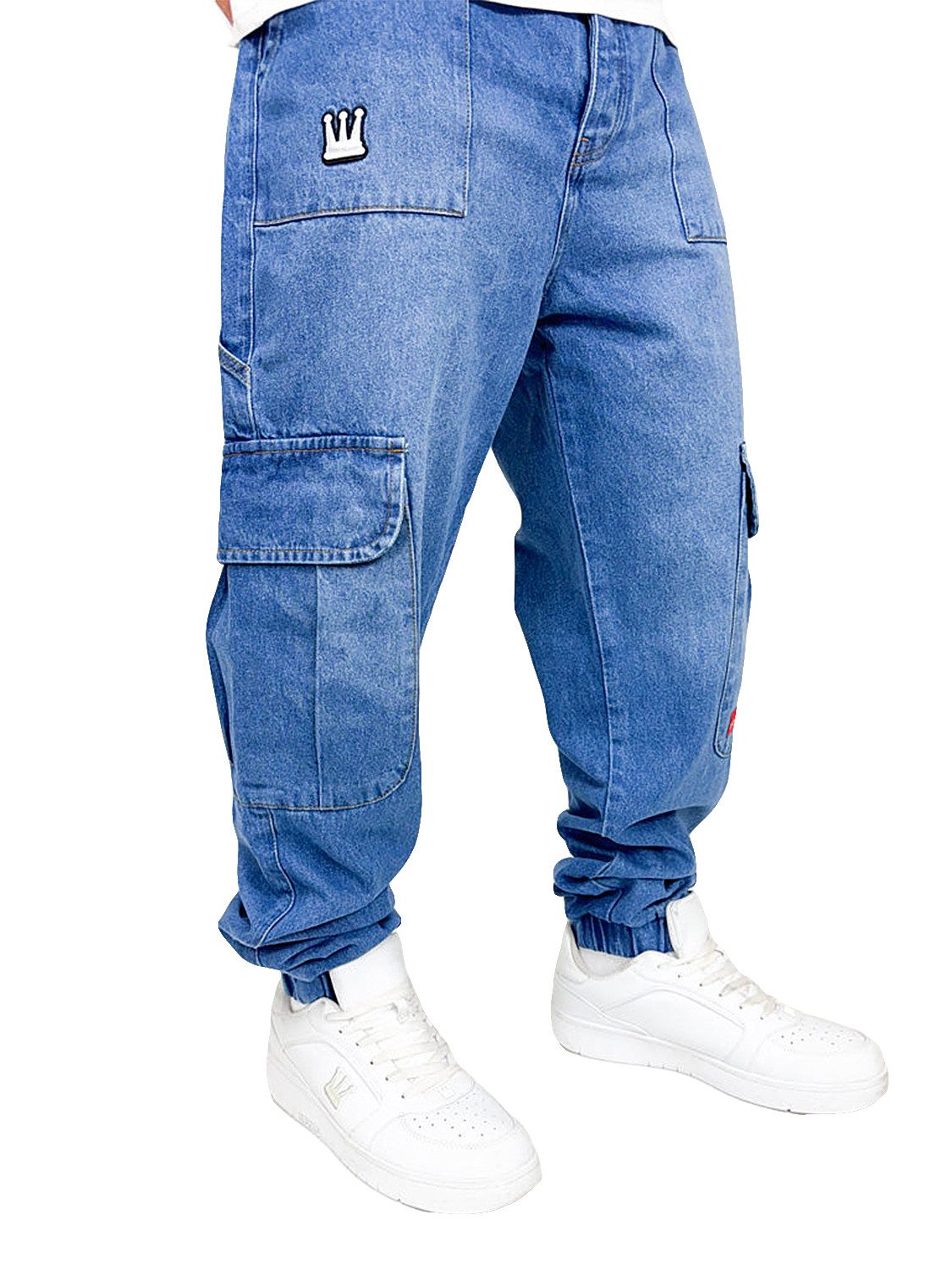 DADA Supreme Regular-fit-Jeans Cargo Baggy Hose mit Worker Look Worker Cargo Baggy Jeans