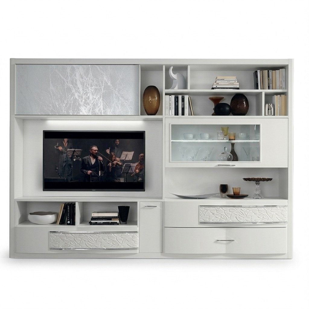 Xlmoebel Wohnwand Moderne Wohnwand aus Holz mit TV-Schrank und Sideboard, (RTV-Wand), Hergestellt in Europa