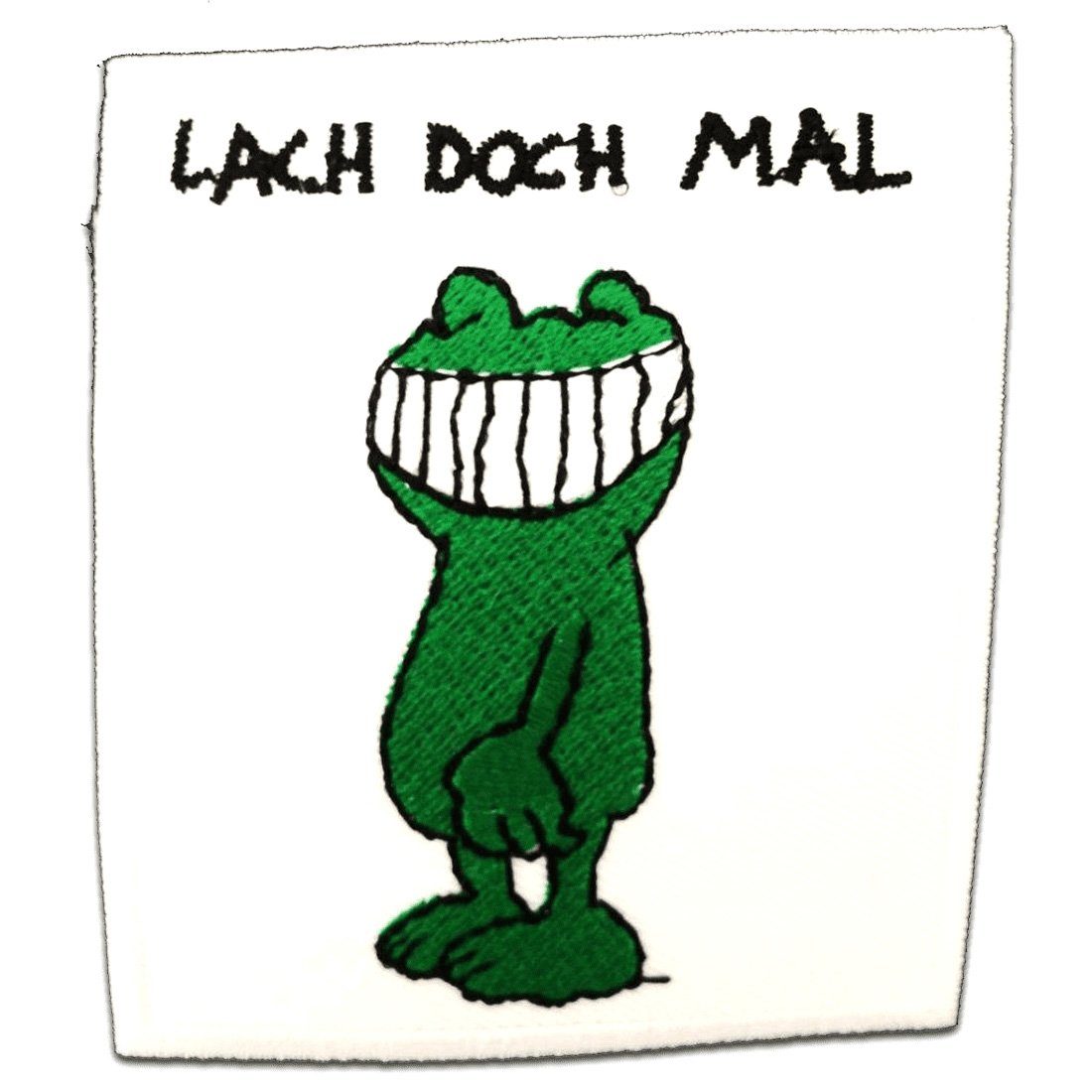 Catch the Patch Aufnäher Bügelbild, Aufbügler, Applikationen, Patches, Flicken, zum aufbügeln, Polyester, Lach Doch Mal - Größe: 6,8 x 7,6 cm