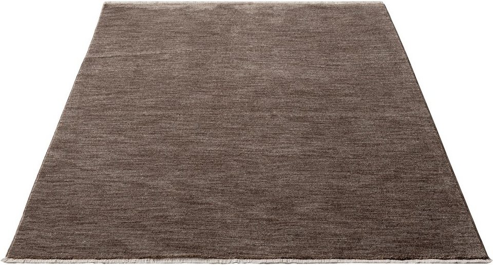 Teppich Impulse 52031, merinos, rechteckig, Höhe: 12 mm, dichter farblich  moderner Kurzflorteppich mit Fransen, Wohnzimmer