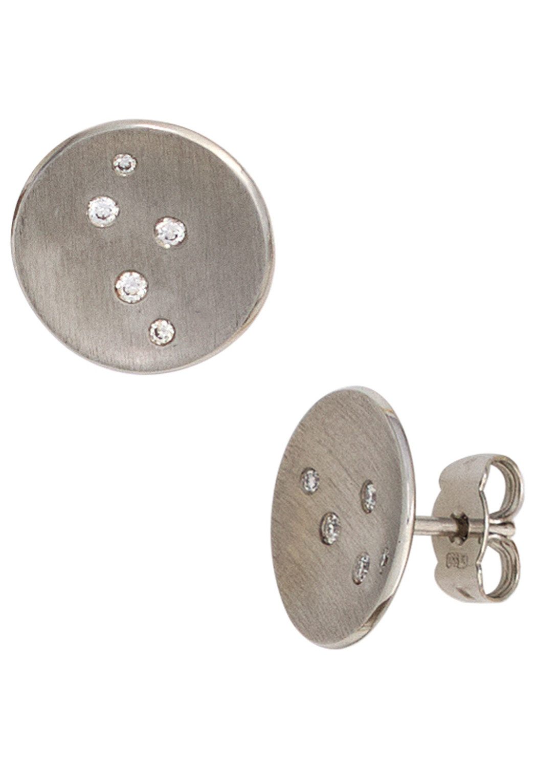 JOBO Paar Ohrstecker Teller Ohrringe Platinohrringe, 950 Platin mit 10 Diamanten
