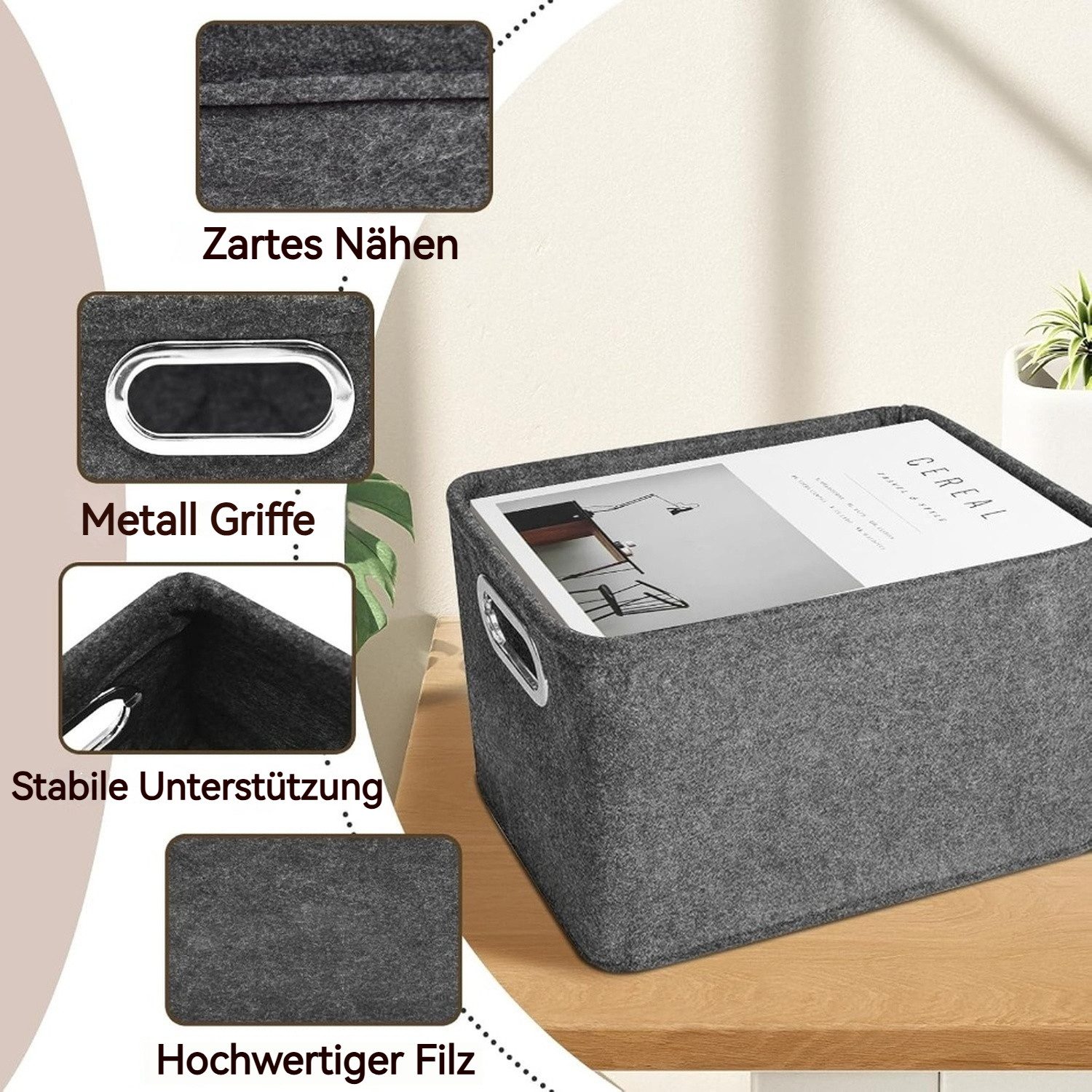 BlingBin Aufbewahrungsbox 2 Stück Faltbare Filz günstig online kaufen