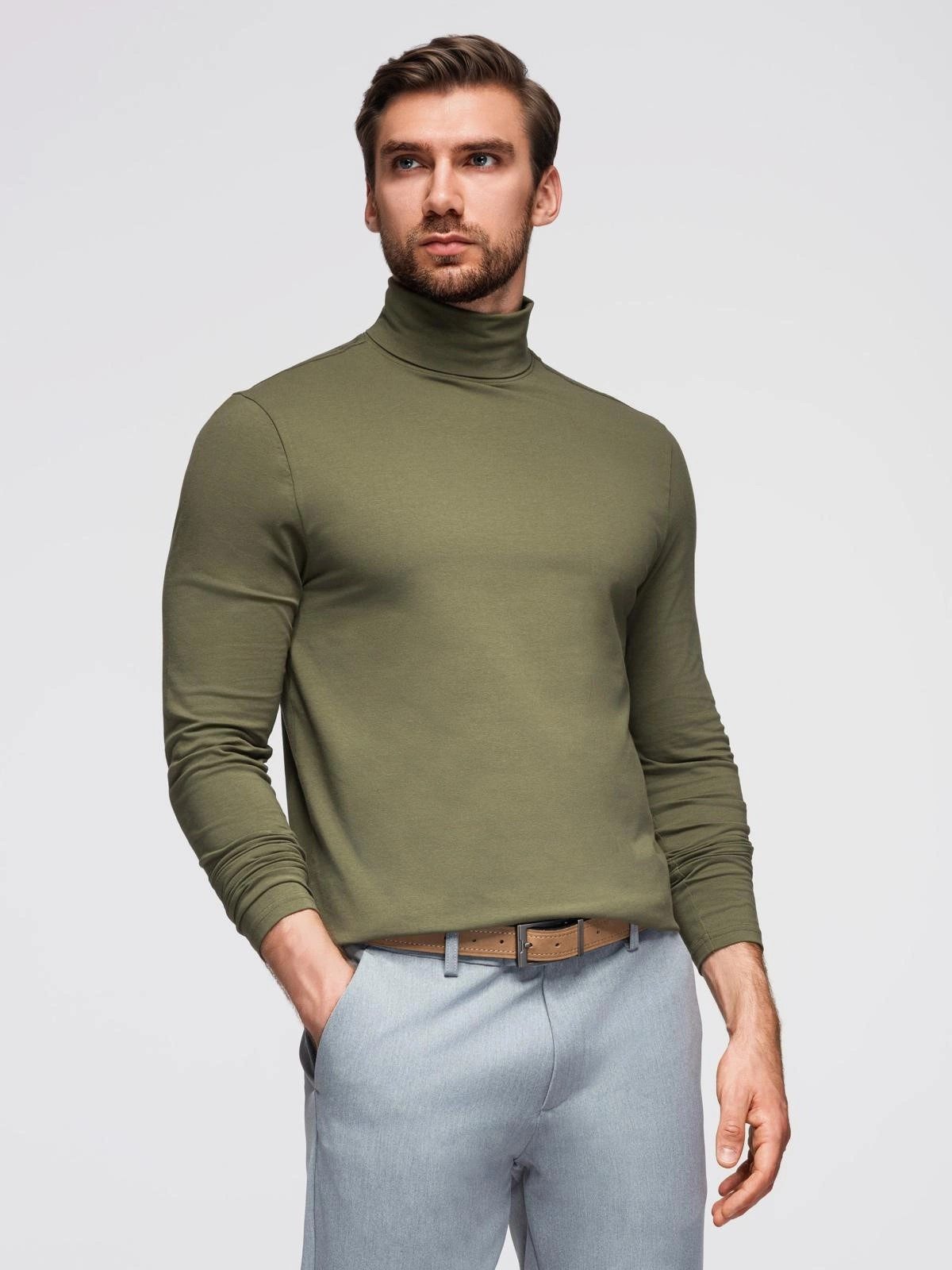 OMBRE Rollkragenpullover Unifarbenes Herren-Longsleeve mit Rollkragen