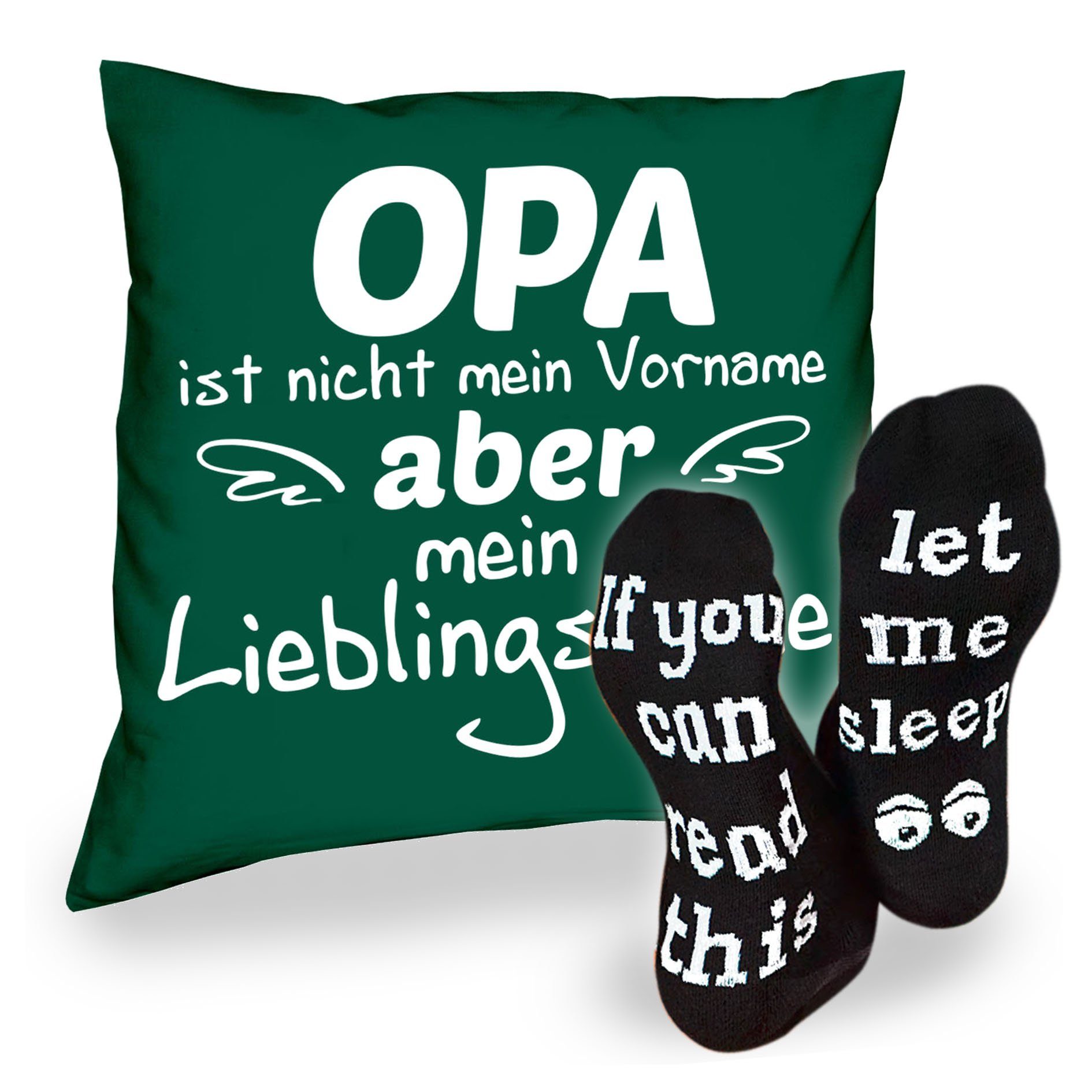 Opa Socken Sprüche Sleep, Lieblingsname Weihnachten & Soreso® dunkelgrün Geschenke Kissen Geburtstag Dekokissen Vatertag