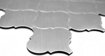 Mosani Aluminium Metall Mosaikfliesen 10 Stk. selbstklebende Wandfliesen Wanddekor, Silber, Set, 10-teilig = 0,85 m², Spritzwasserbereich geeignet, Küchenrückwand Spritzschutz