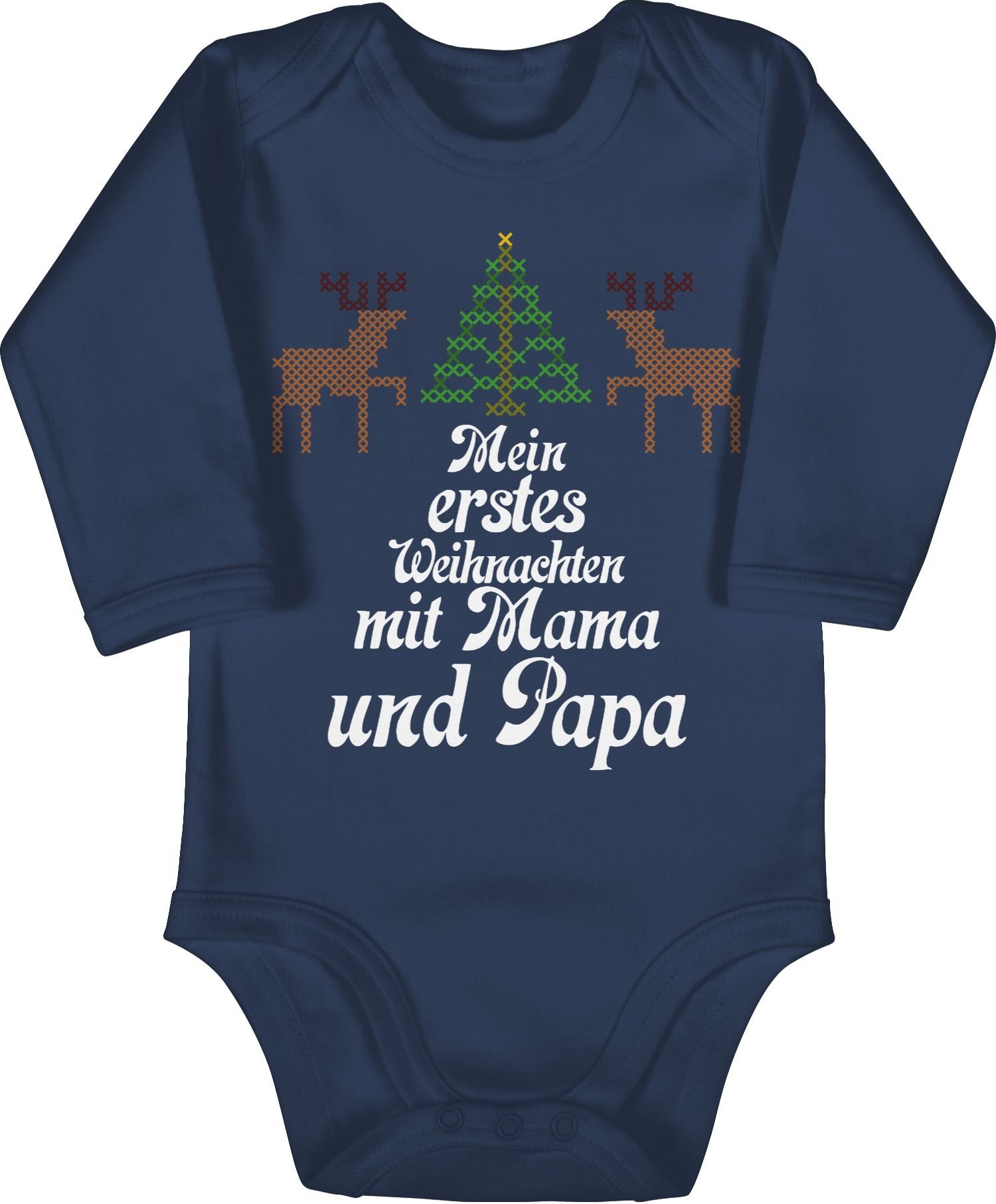 Shirtbody Mein Rentiere erstes Weihnachten sweater Navy Weihnachten Baby - Shirtracer Ugly 1 Blau Kleidung -