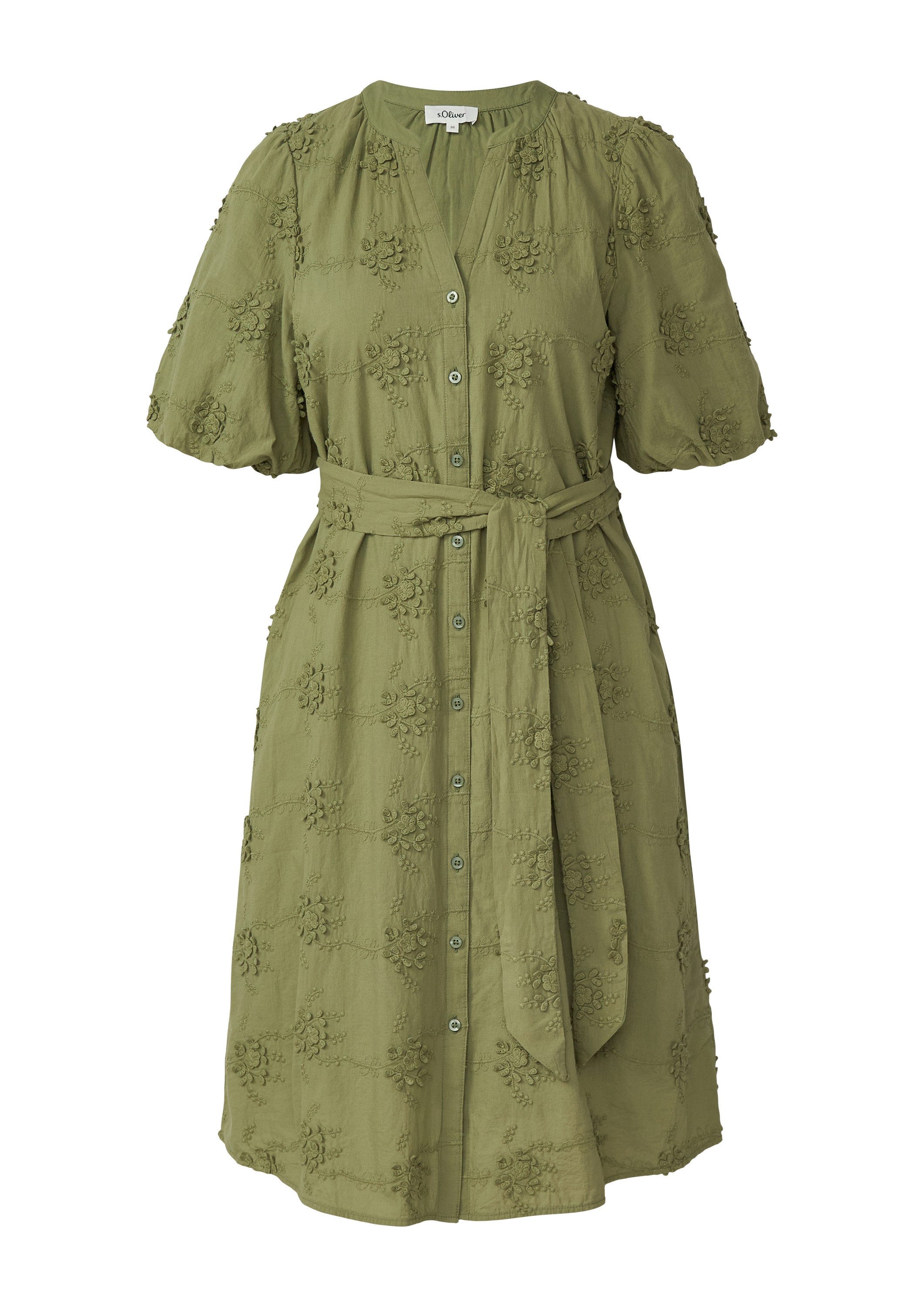s.Oliver Minikleid Kleid Kleid mit 3D-Stickerei und Ballonärmeln