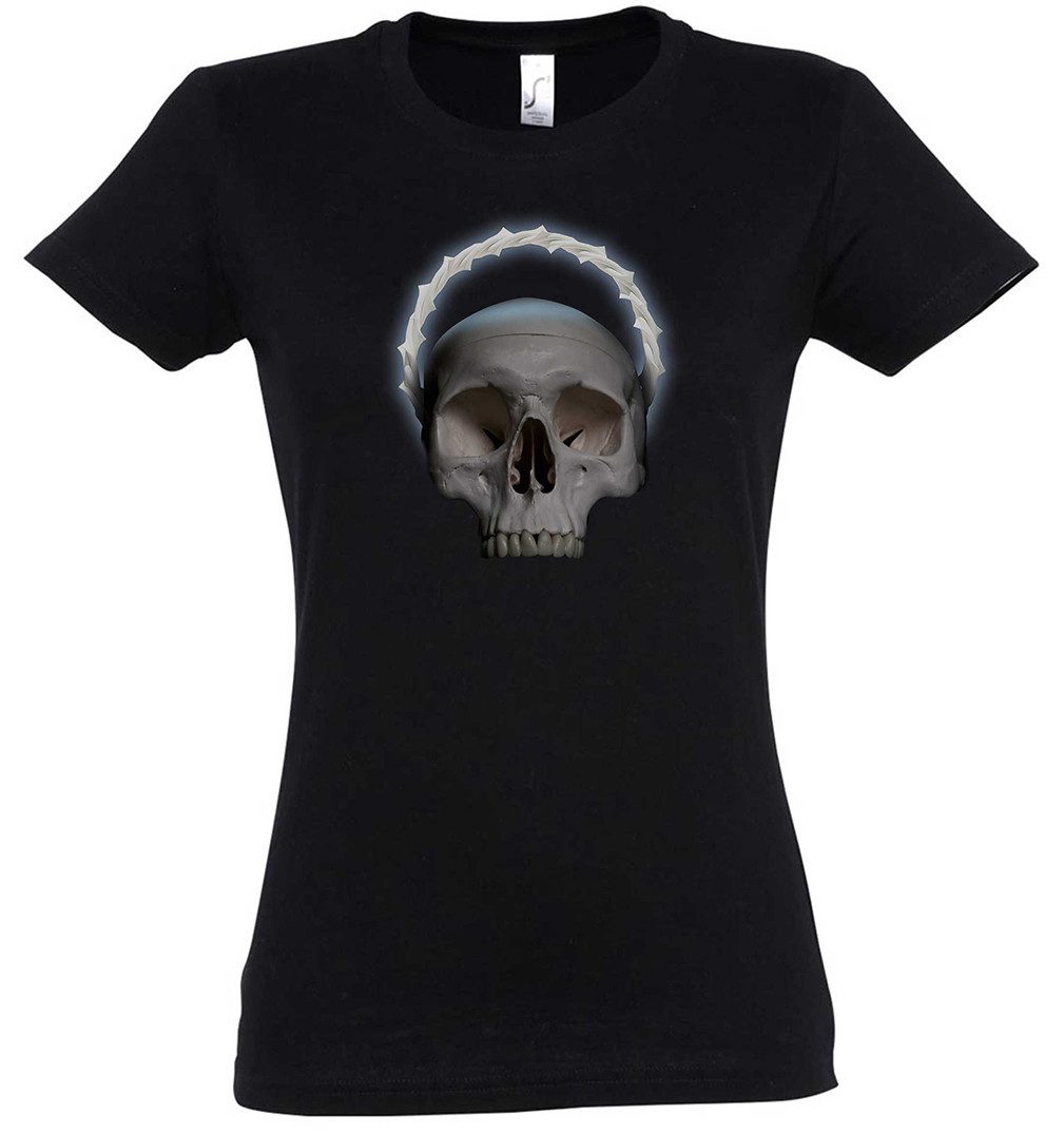 Urban Backwoods Print-Shirt Holy Skull Damen T-Shirt Heiliger Schädel Horror Neon Jesus Crown (1-tlg) Thorns Dark Goth Gothic