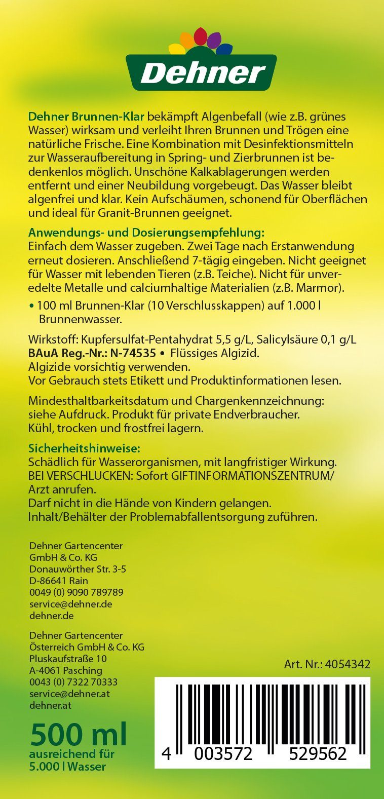 Dehner Gartenbrunnen Dehner Brunnen-Klar, gegen Algen günstig online kaufen
