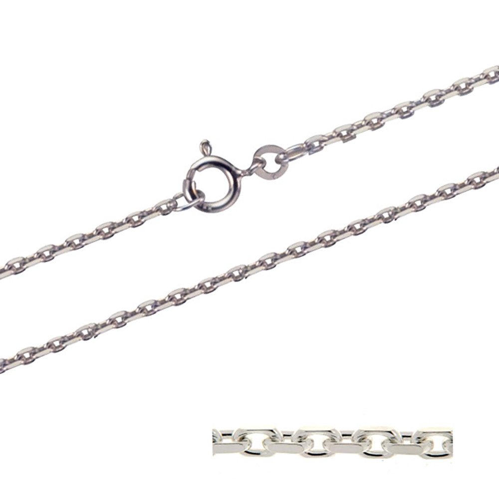 HOPLO Silberkette Ankerkette diamantiert 40cm - Breite 1,7mm - 585-14 Karat Weißgold