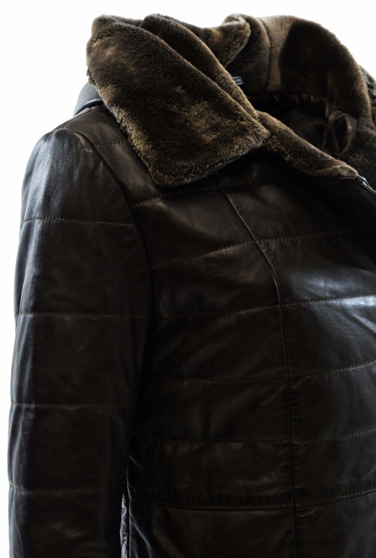 Zimmert Leather Ledermantel Cindy weiches, gestepptes Leder mit Kapuze