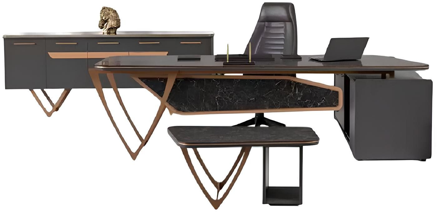 Xlmoebel Büromöbel-Set Luxuriöser Eck-Schreibtisch-Set im Designstil der Designer für das, (3-tlg., Set 3 tlg(Eckschreibtisch+ Couchtisch + Büroschrank), Hergestellt in Europa