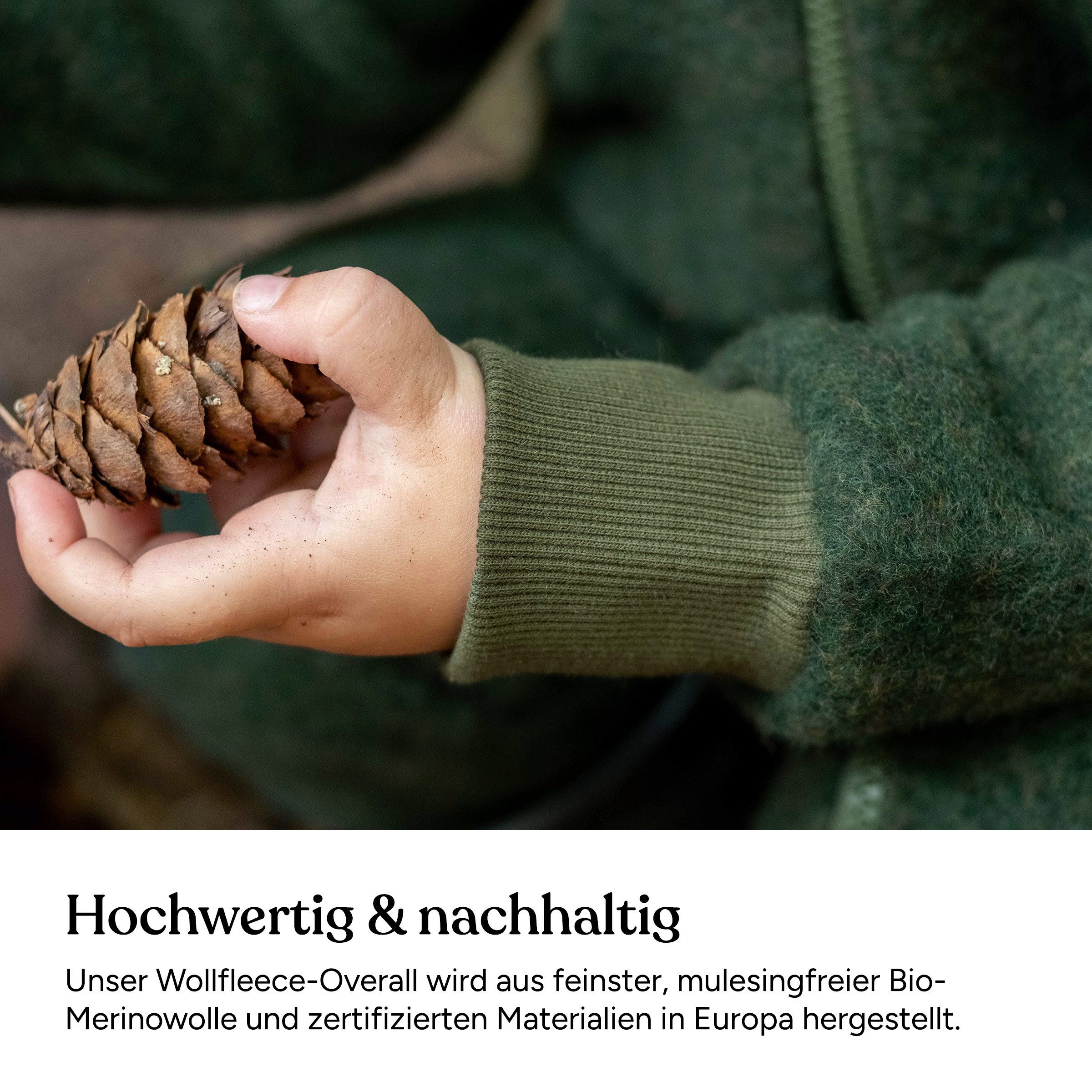 Ehrenkind Fleeceoverall mit Kapuze, Wollfleece aus feinster Merinowolle (100% Bio-Merinowolle, Atmungsaktiv & temperaturausgleichend) Wollfleece-Overall – Bild 5 von 5