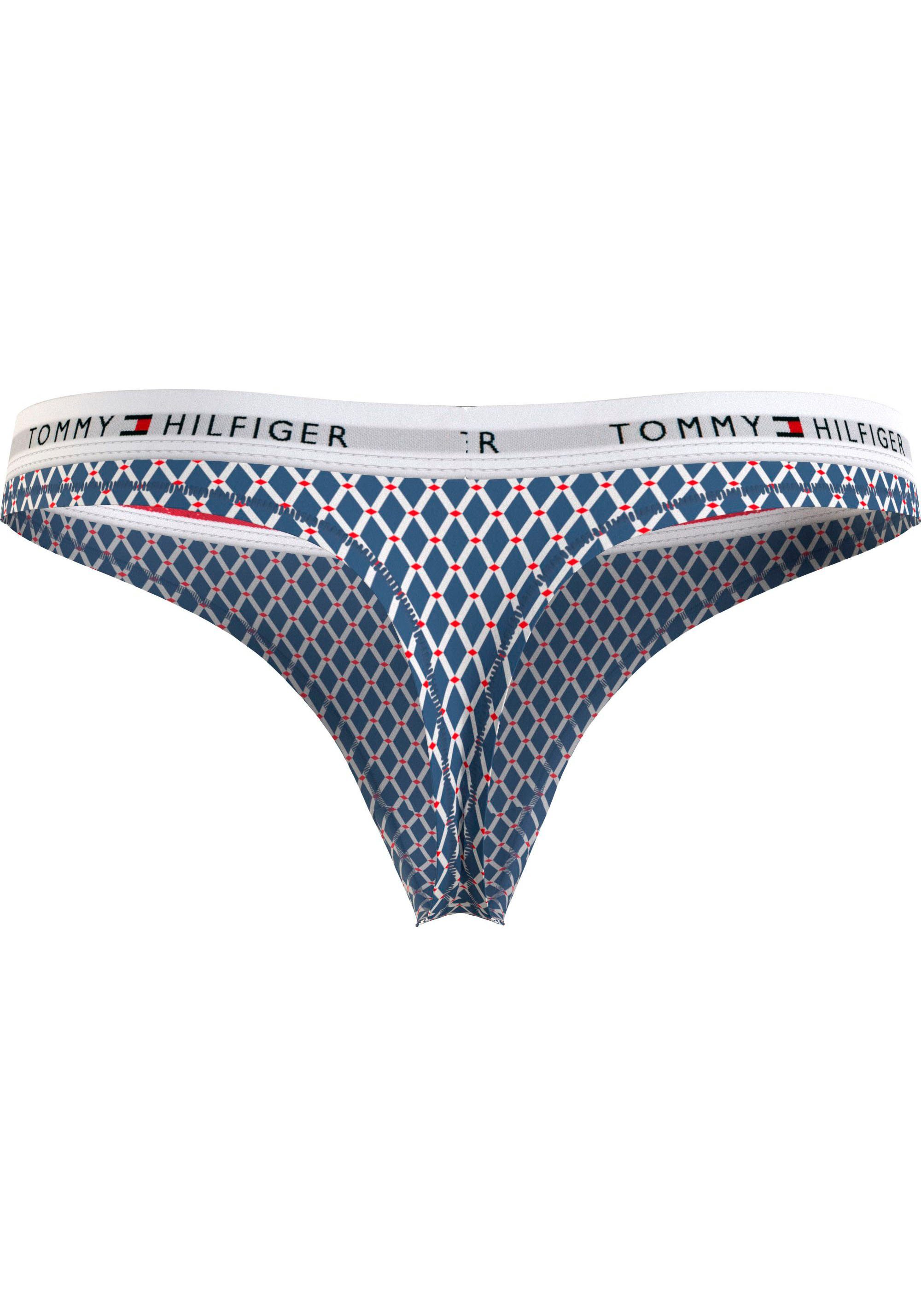 Underwear PRINT blau Hilfiger mit T-String Tommy bedr THONG Logoschriftzug