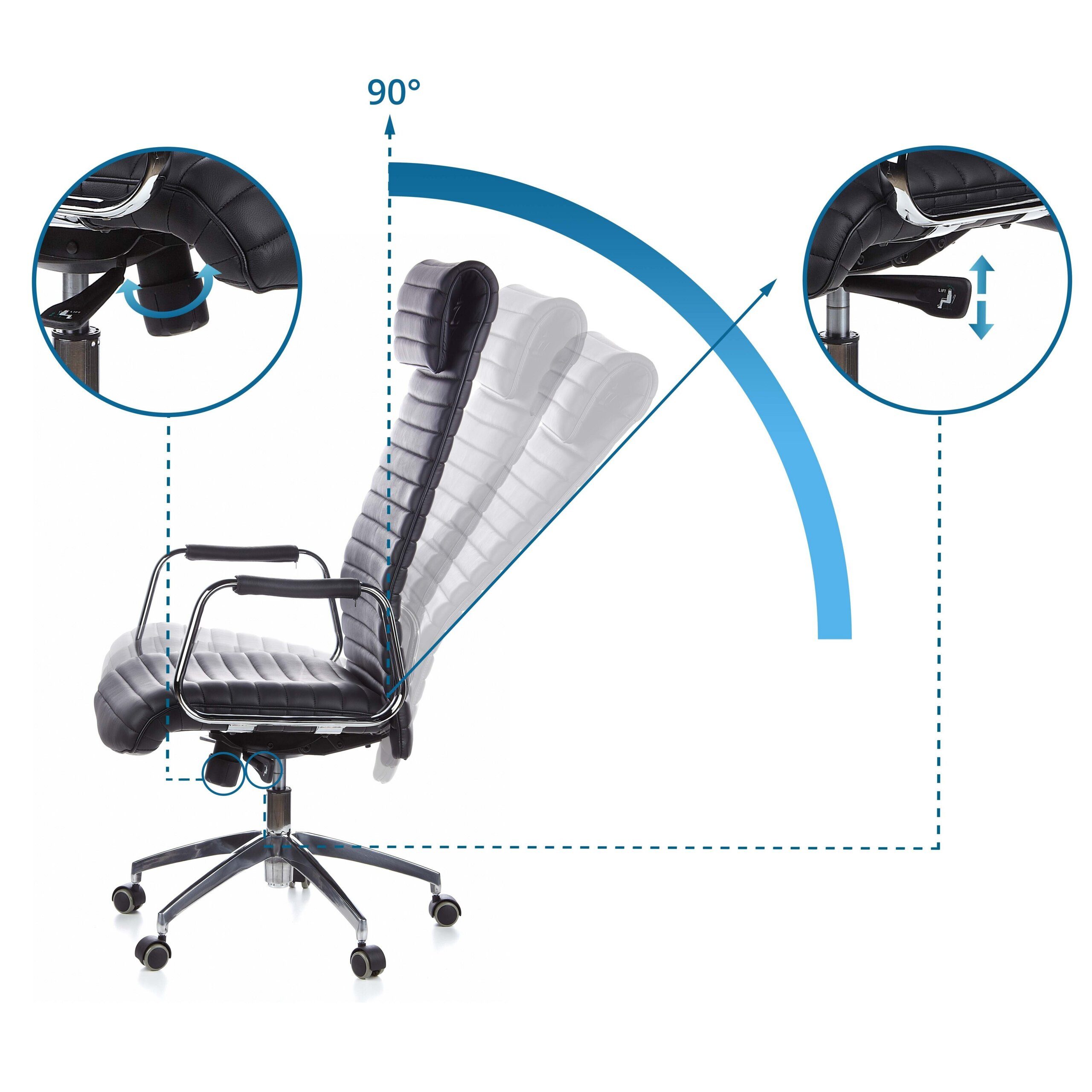 hjh OFFICE Drehstuhl Luxus Chefsessel Aspera 20 Leder mit Armlehnen (1 St), Profi Bürostuhl Schreibtischstuhl ergonomisch