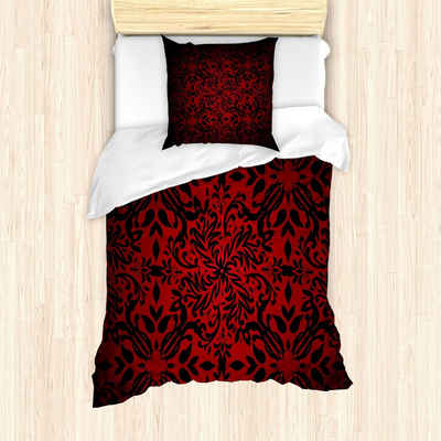 Bettwäsche »Milbensicher Allergiker geeignet mit Kissenbezug«, Abakuhaus, rot schwarz Orient Blumen Blätter