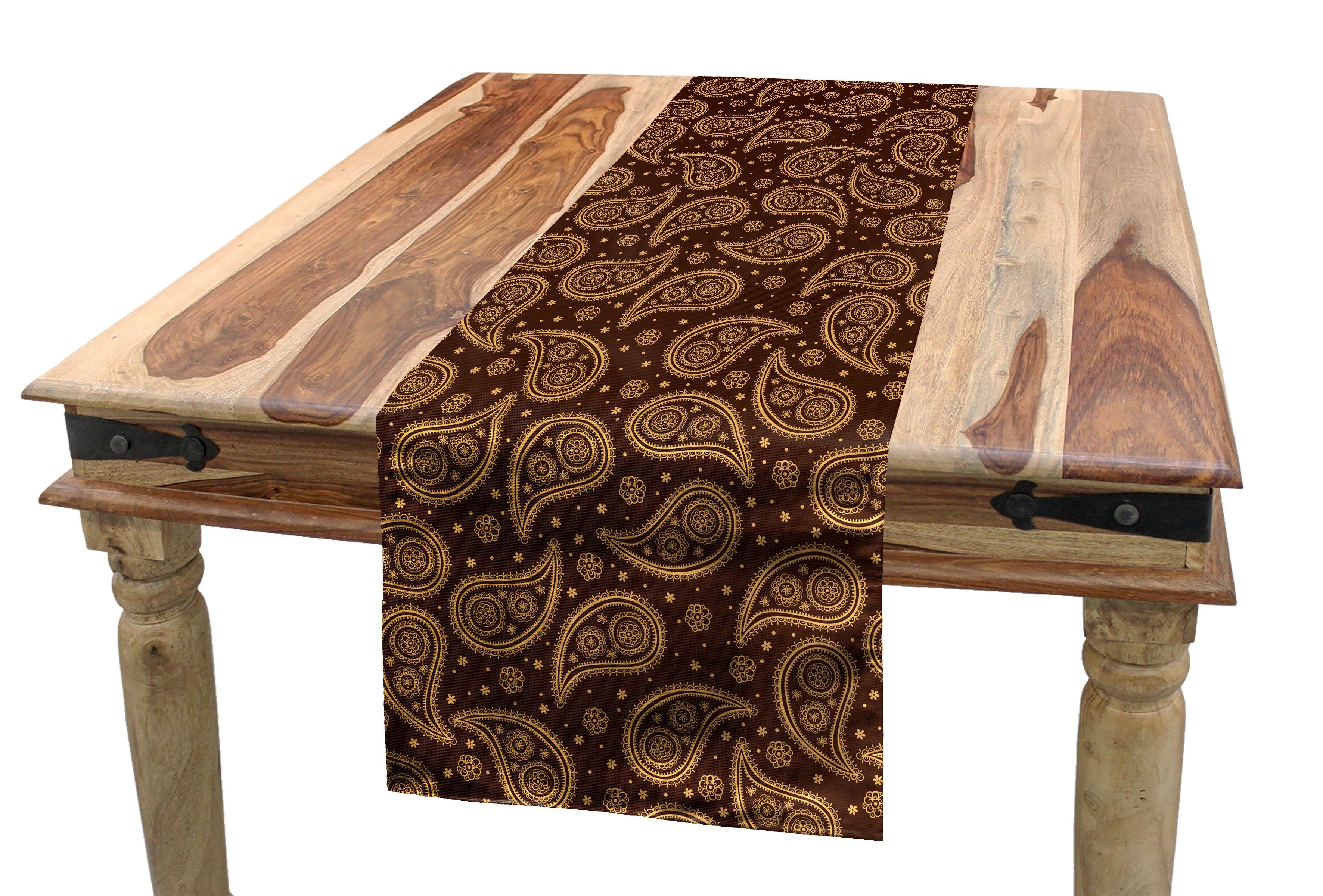 Abakuhaus Tischläufer Esszimmer Küche Rechteckiger Dekorativer Tischläufer, Brown Paisley Mode-Motiv Muster