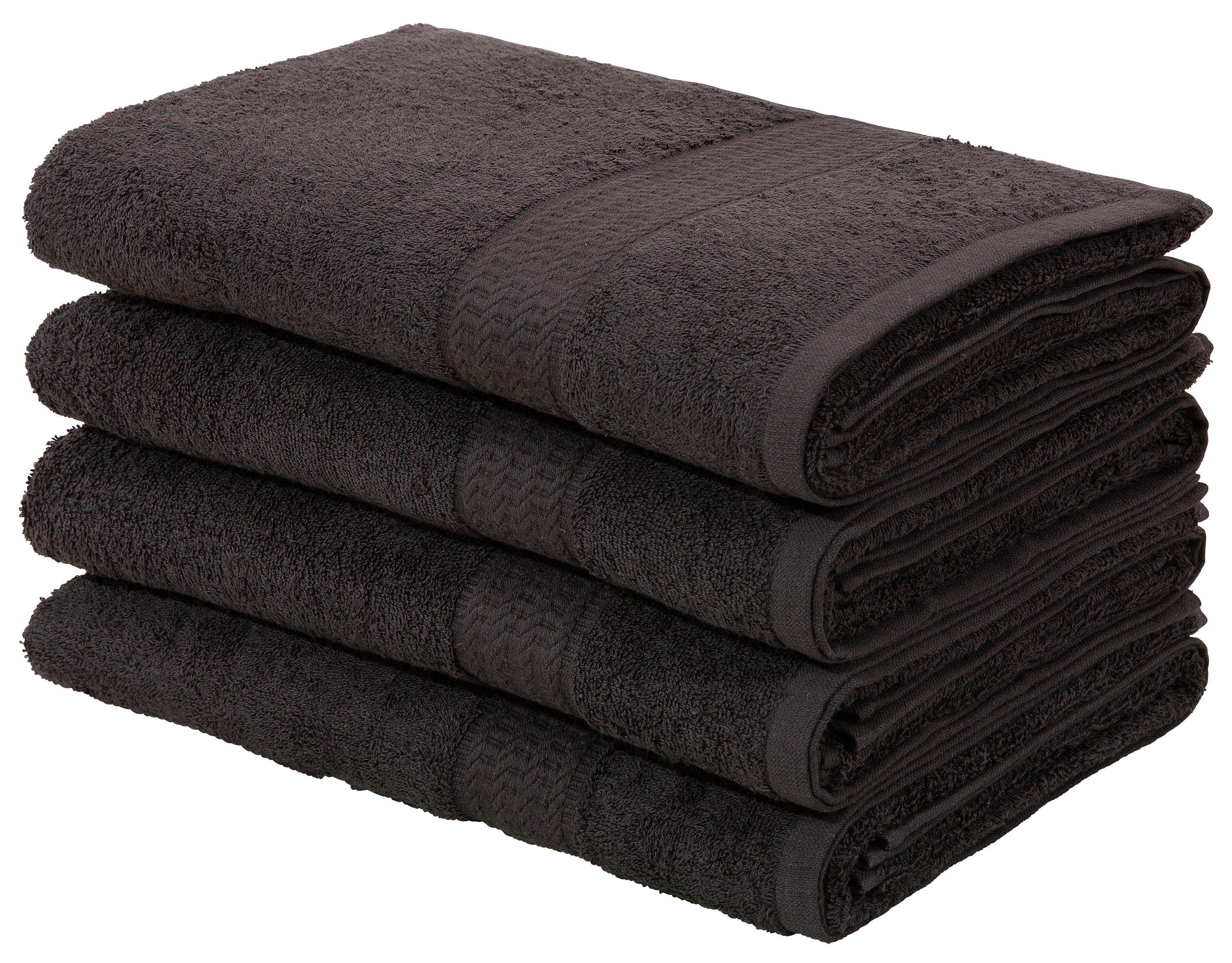 OTTO home Duschtücher Juna, als Set und Serie erhältlich, 4 Duschtücher, 70x140cm, Walkfrottee (4-St), Handtuch Set, 100% Baumwolle, mit Bordüre, Uni-Farben, weich